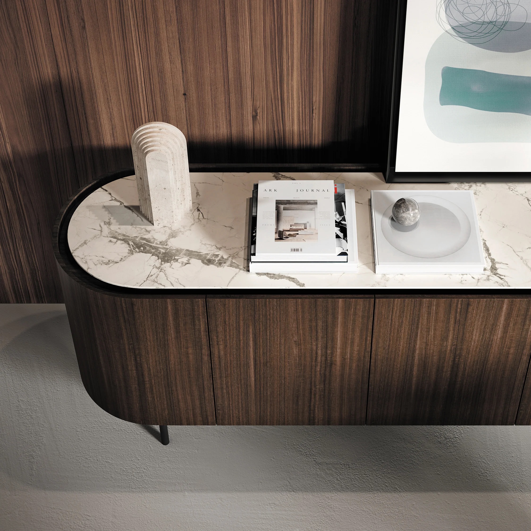 Lake Wood/Ceramic/Metal Sideboard w/5 Doors