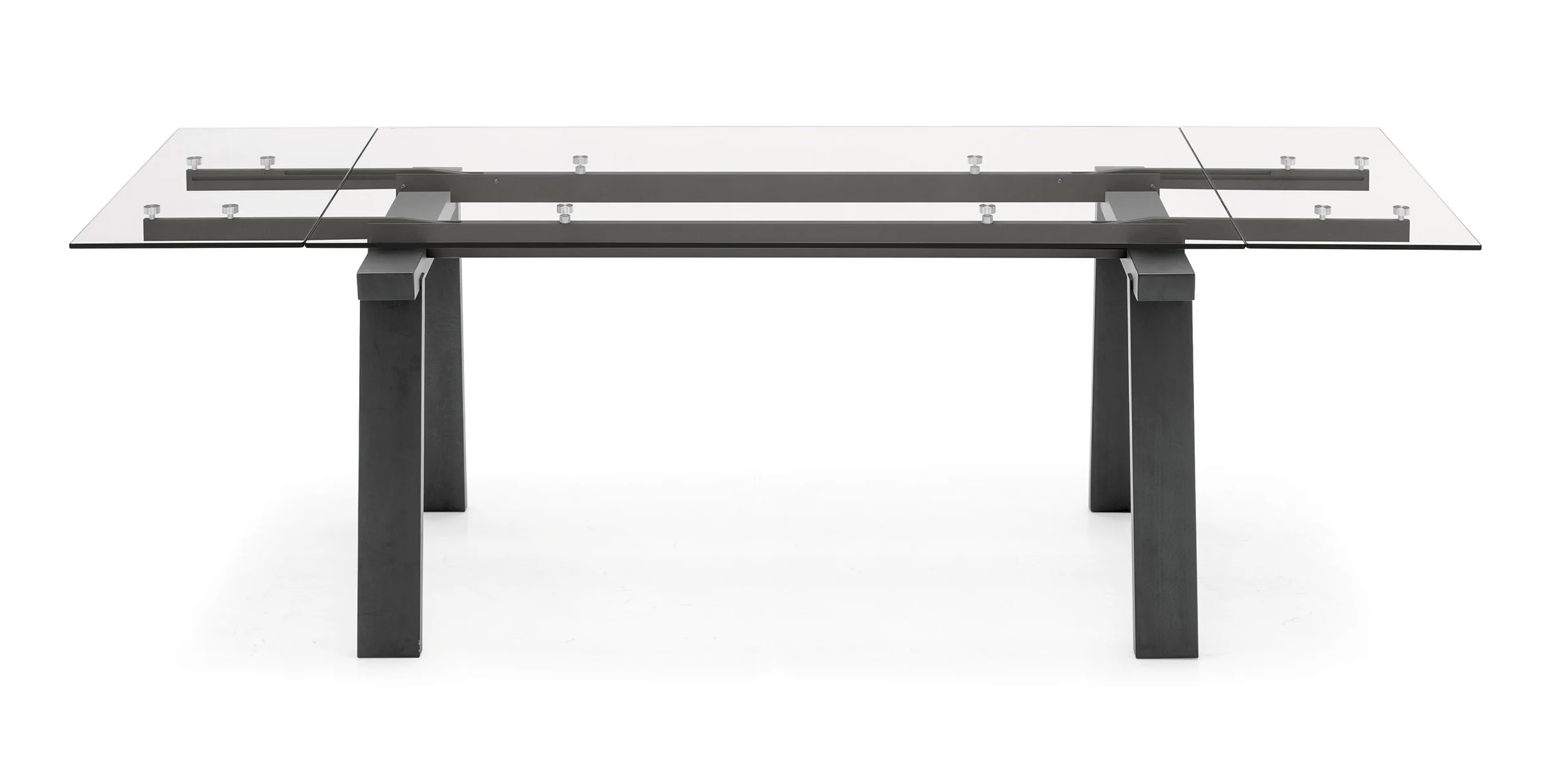 Levante W55.1"-86.6" Rectangular Glass/Wood Dining Table