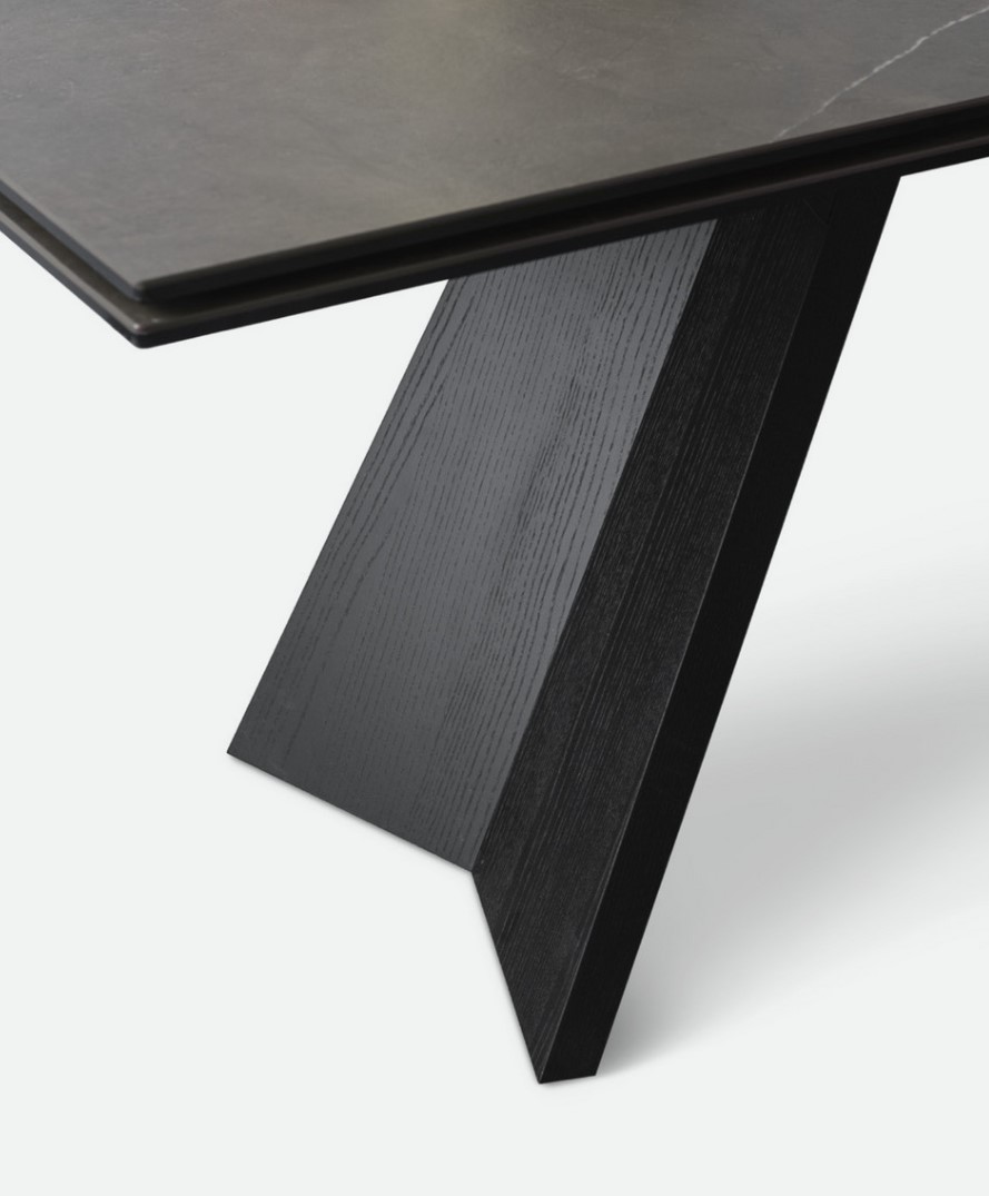 Icaro W63"-94.5" Rectangular Ceramic/Wood Veneer Extendable Dining Table