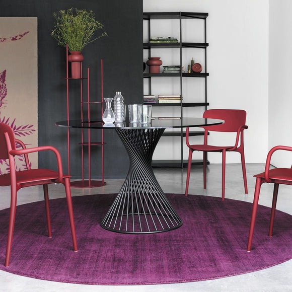 Vortex Metal/Glass Round Dining Table