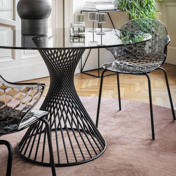Vortex Metal/Glass Round Dining Table