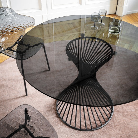 Vortex Metal/Glass Round Dining Table