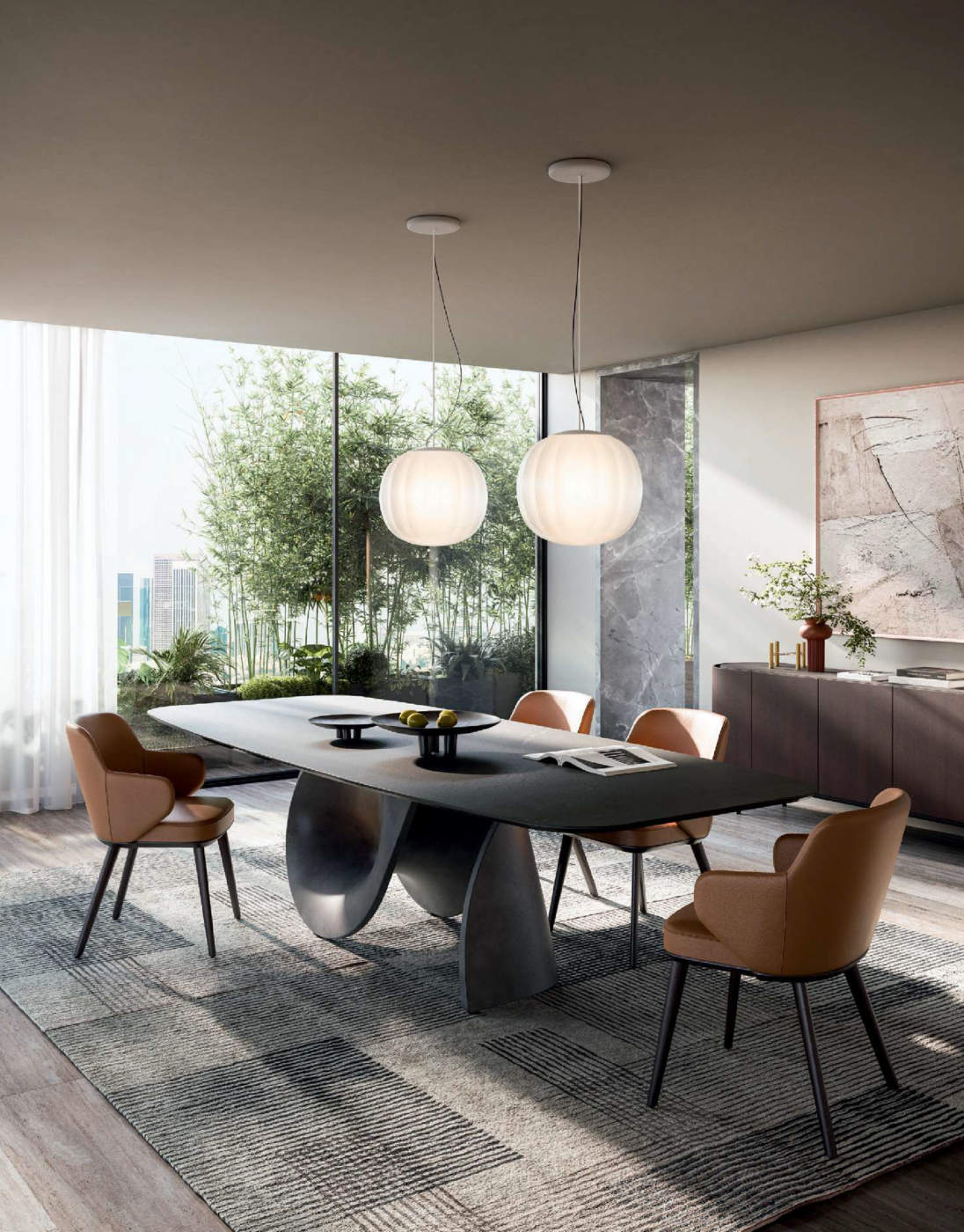 Zen Polypropylene/Polyester Japanese Ink-Design Rug