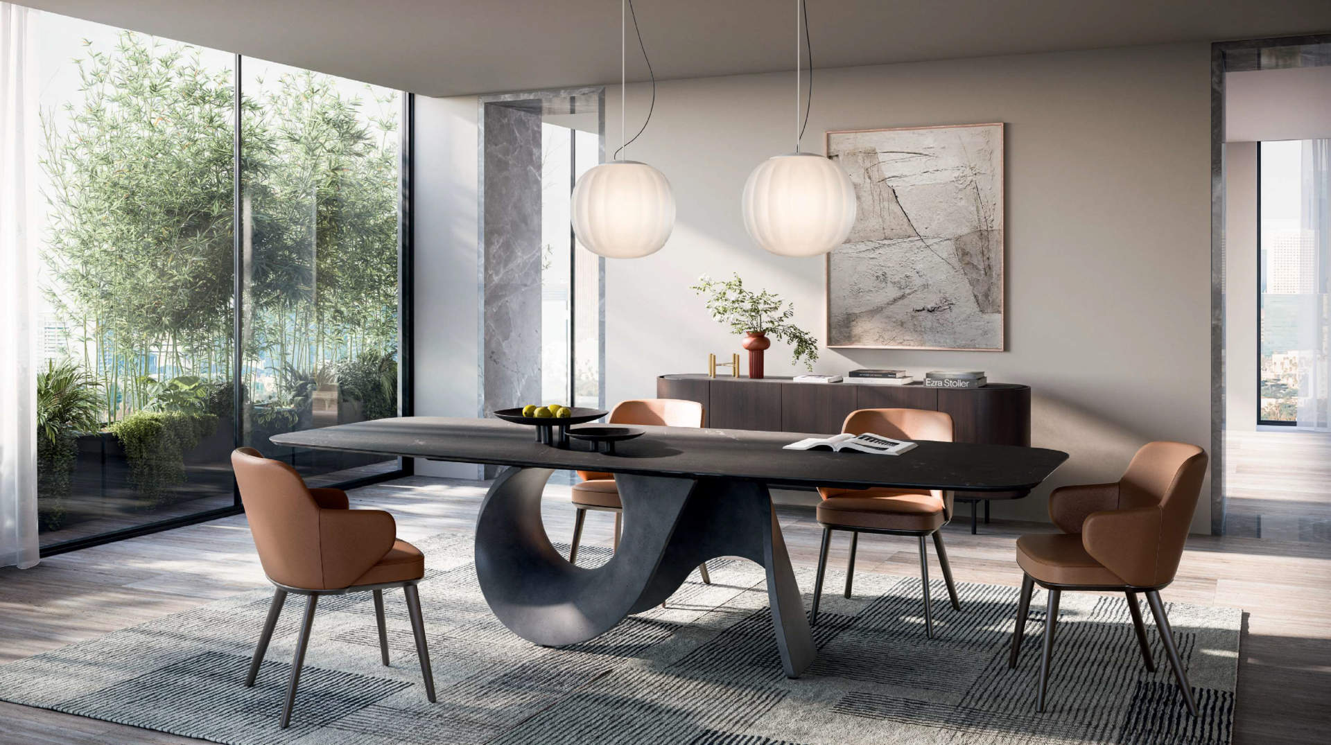 Zen Polypropylene/Polyester Japanese Ink-Design Rug