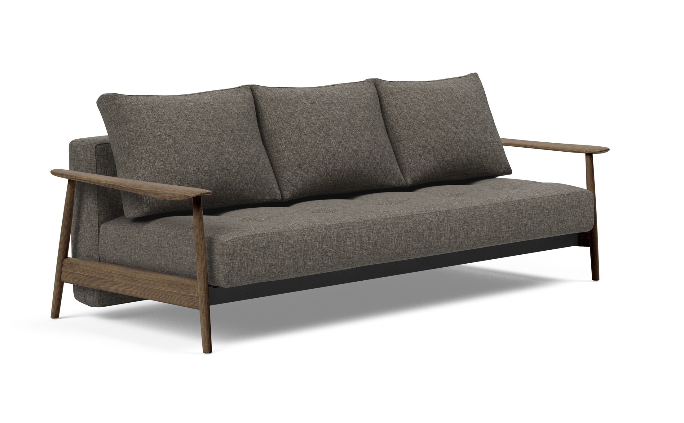Caluma Quilt Fabric Sofa Bed w/Smoked Oak Arms & Legs