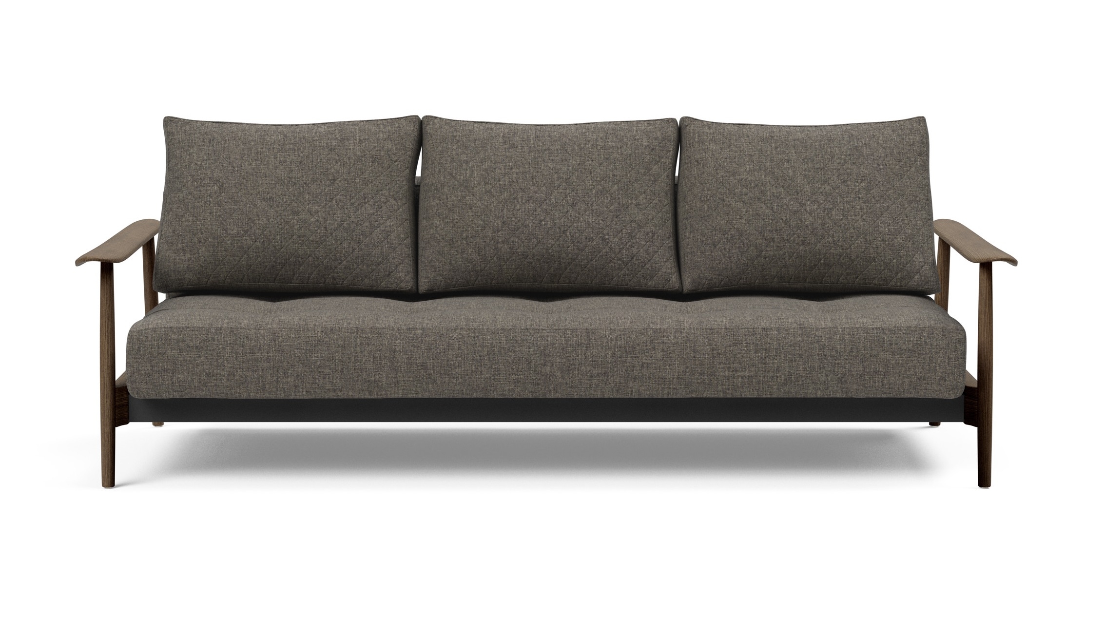 Caluma Quilt Fabric Sofa Bed w/Smoked Oak Arms & Legs