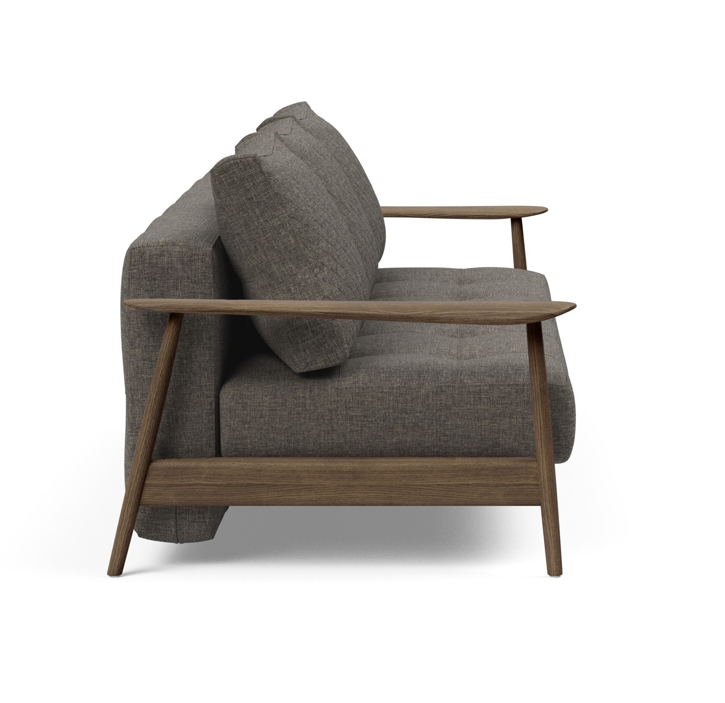 Caluma Quilt Fabric Sofa Bed w/Smoked Oak Arms & Legs