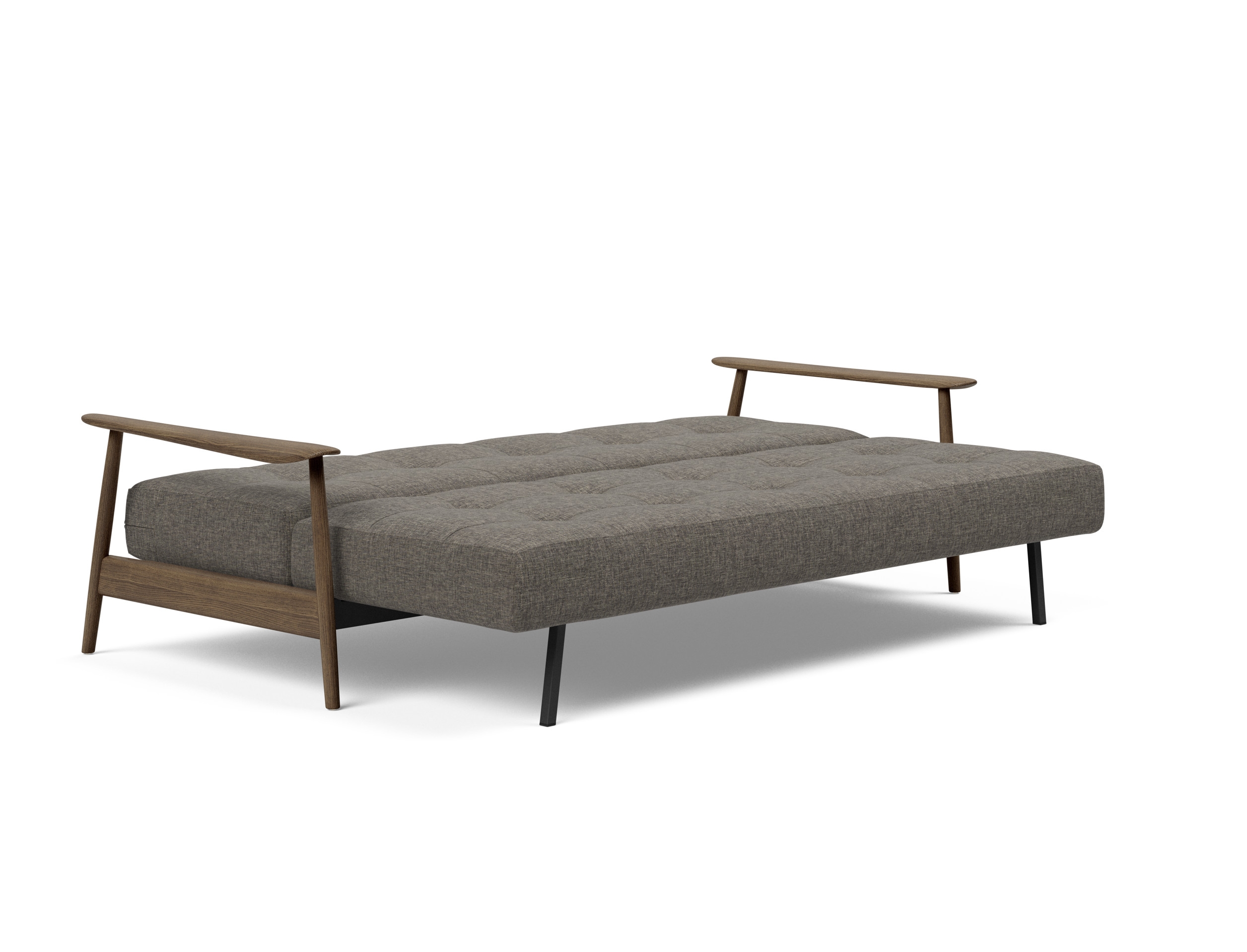 Caluma Quilt Fabric Sofa Bed w/Smoked Oak Arms & Legs