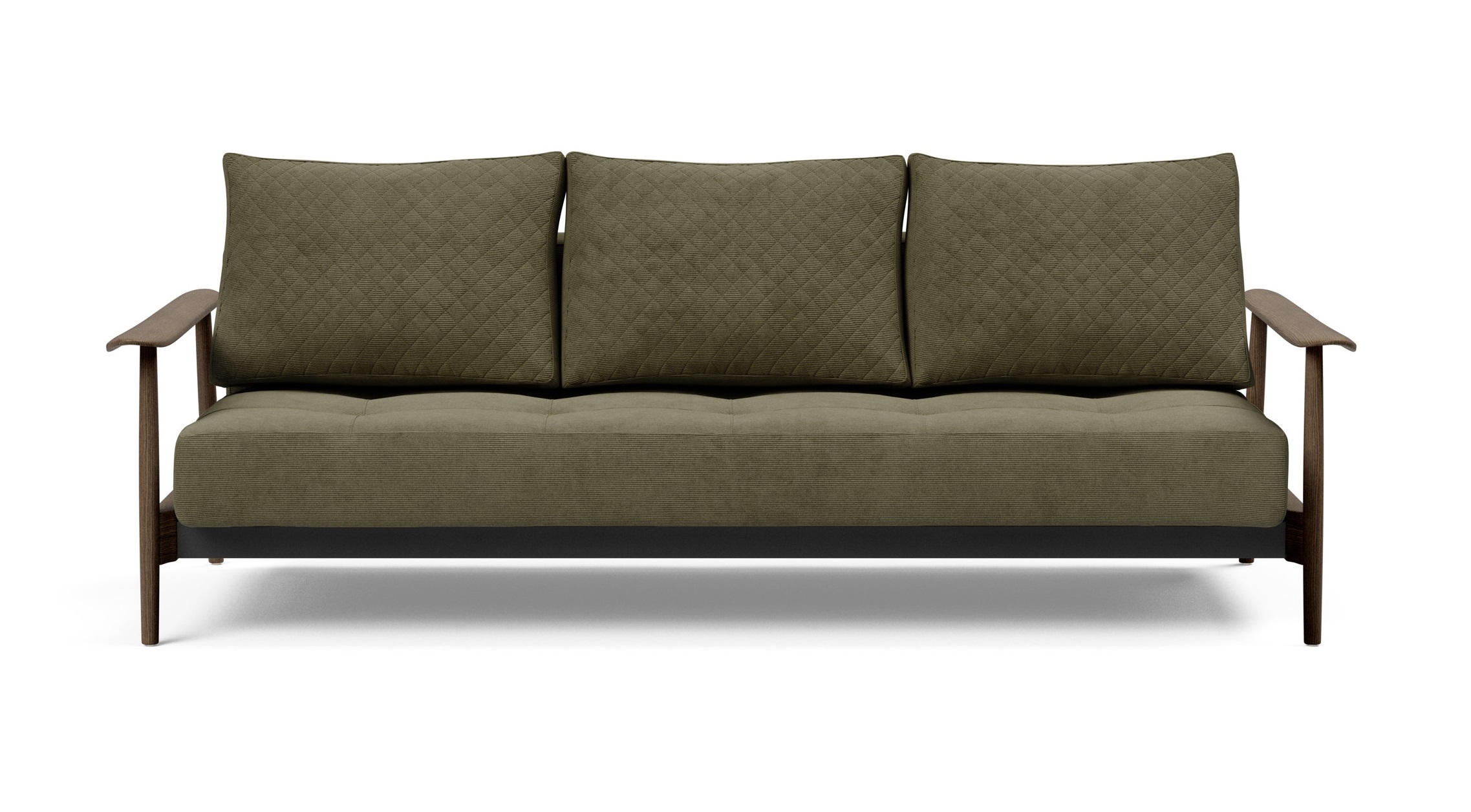Caluma Quilt Fabric Sofa Bed w/Smoked Oak Arms & Legs