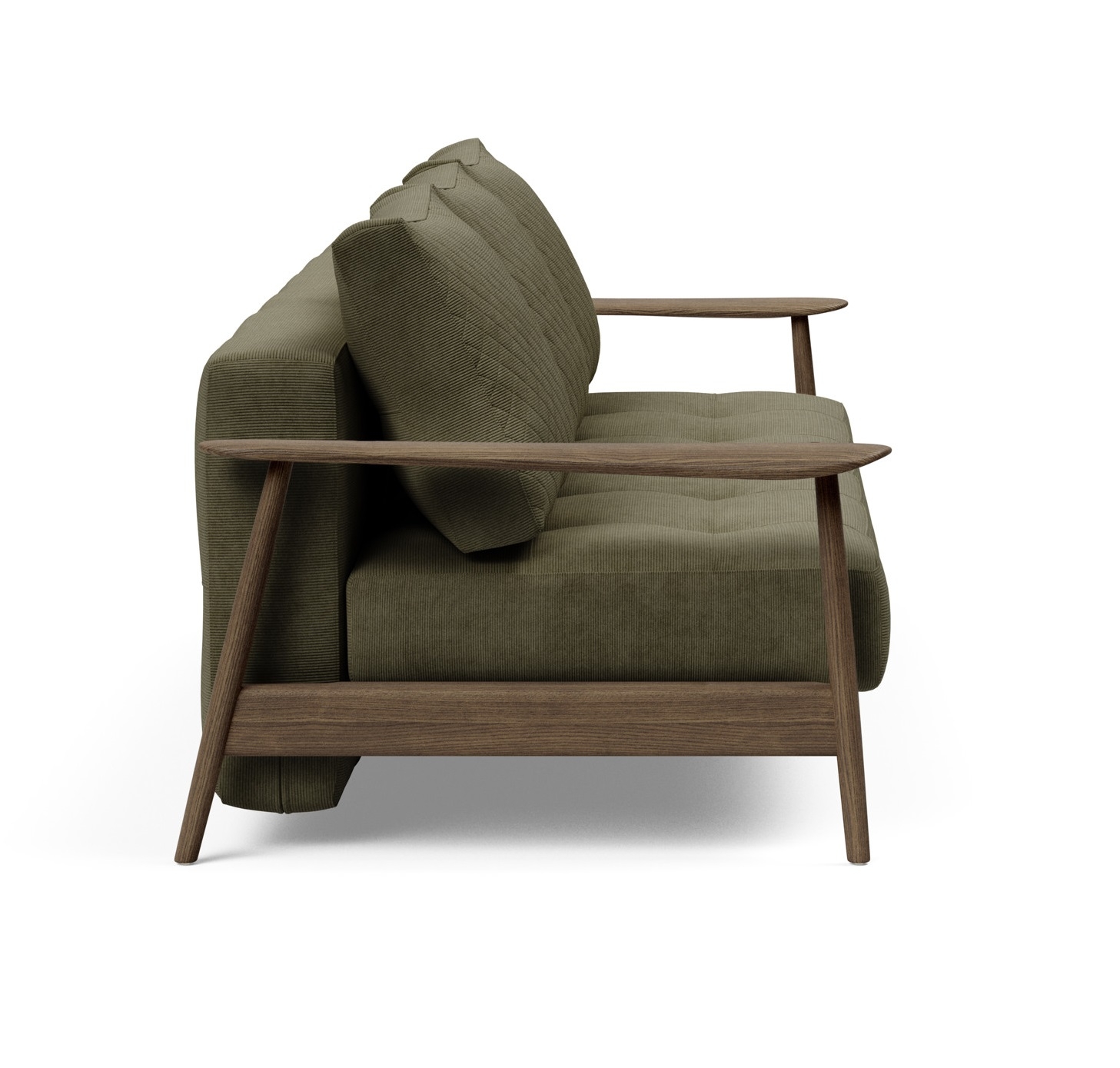 Caluma Quilt Fabric Sofa Bed w/Smoked Oak Arms & Legs