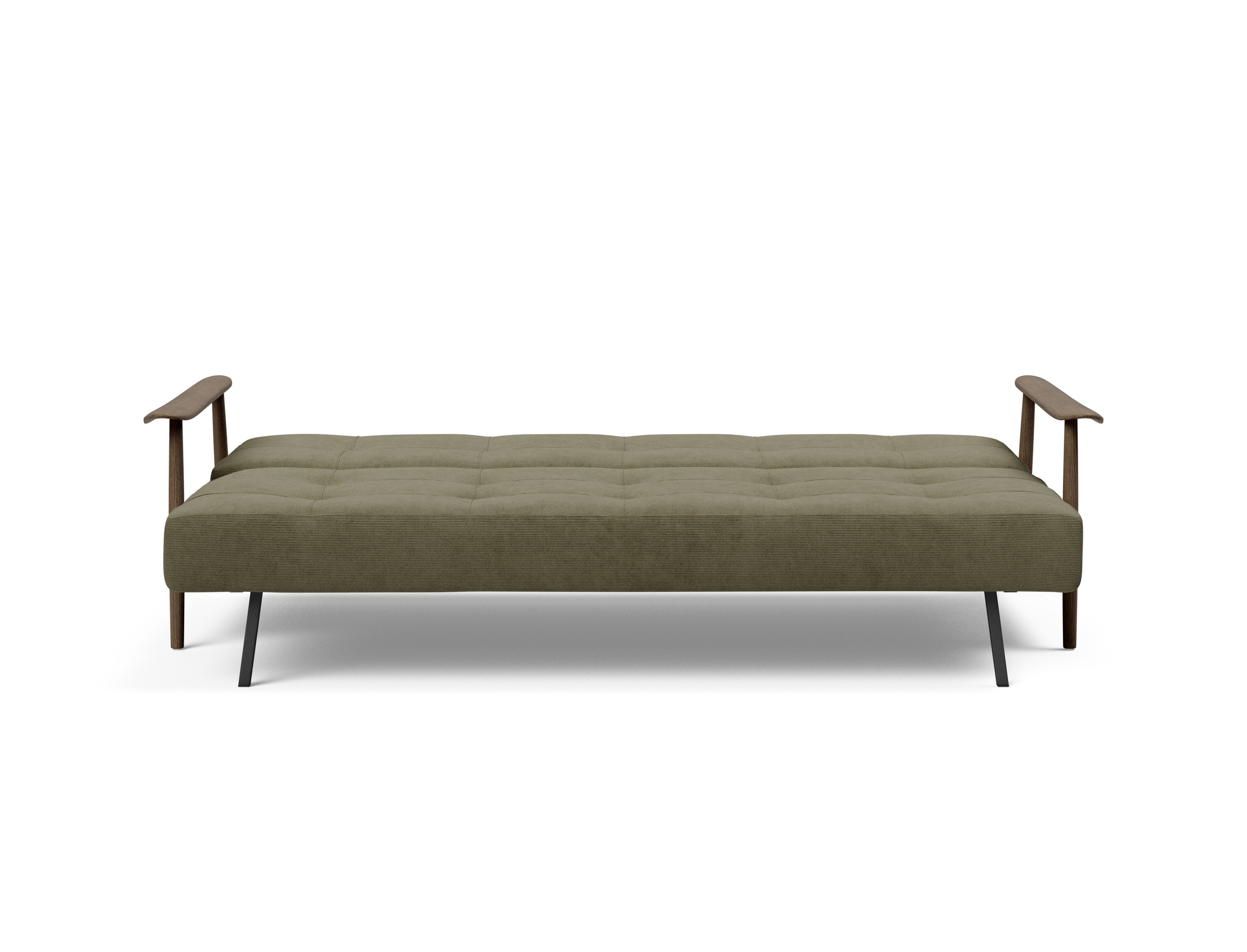 Caluma Quilt Fabric Sofa Bed w/Smoked Oak Arms & Legs