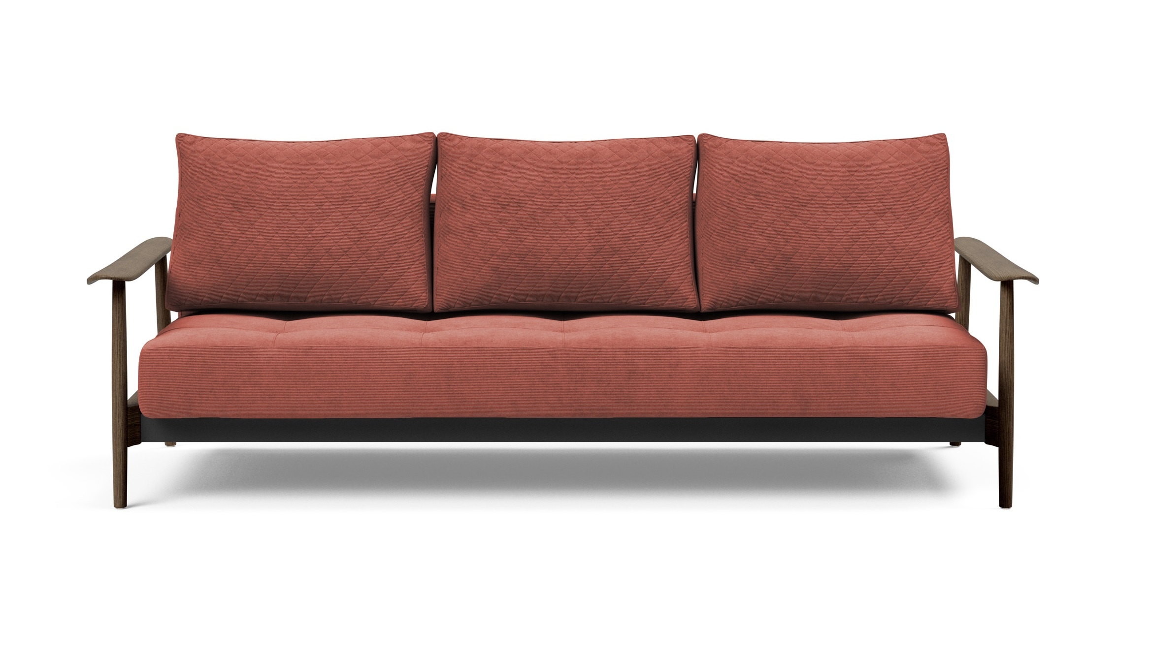 Caluma Quilt Fabric Sofa Bed w/Smoked Oak Arms & Legs