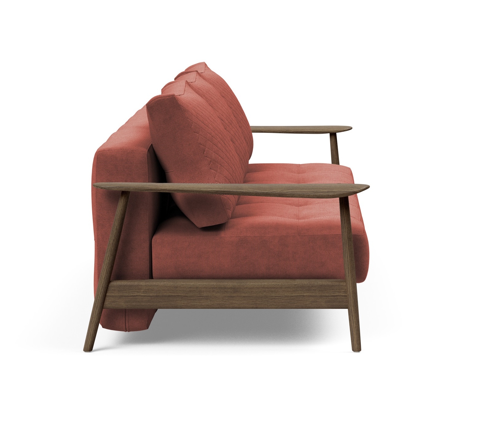 Caluma Quilt Fabric Sofa Bed w/Smoked Oak Arms & Legs