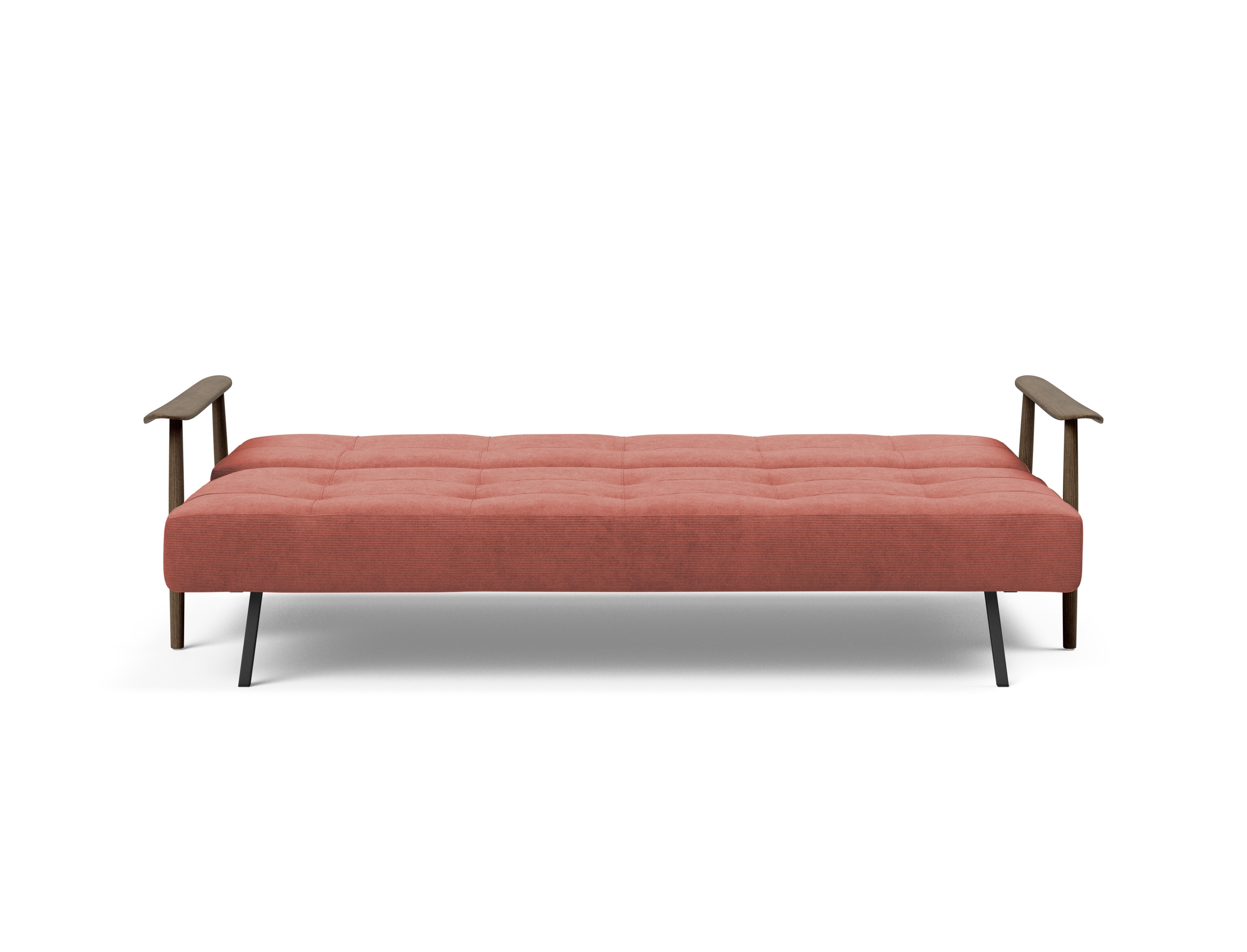 Caluma Quilt Fabric Sofa Bed w/Smoked Oak Arms & Legs