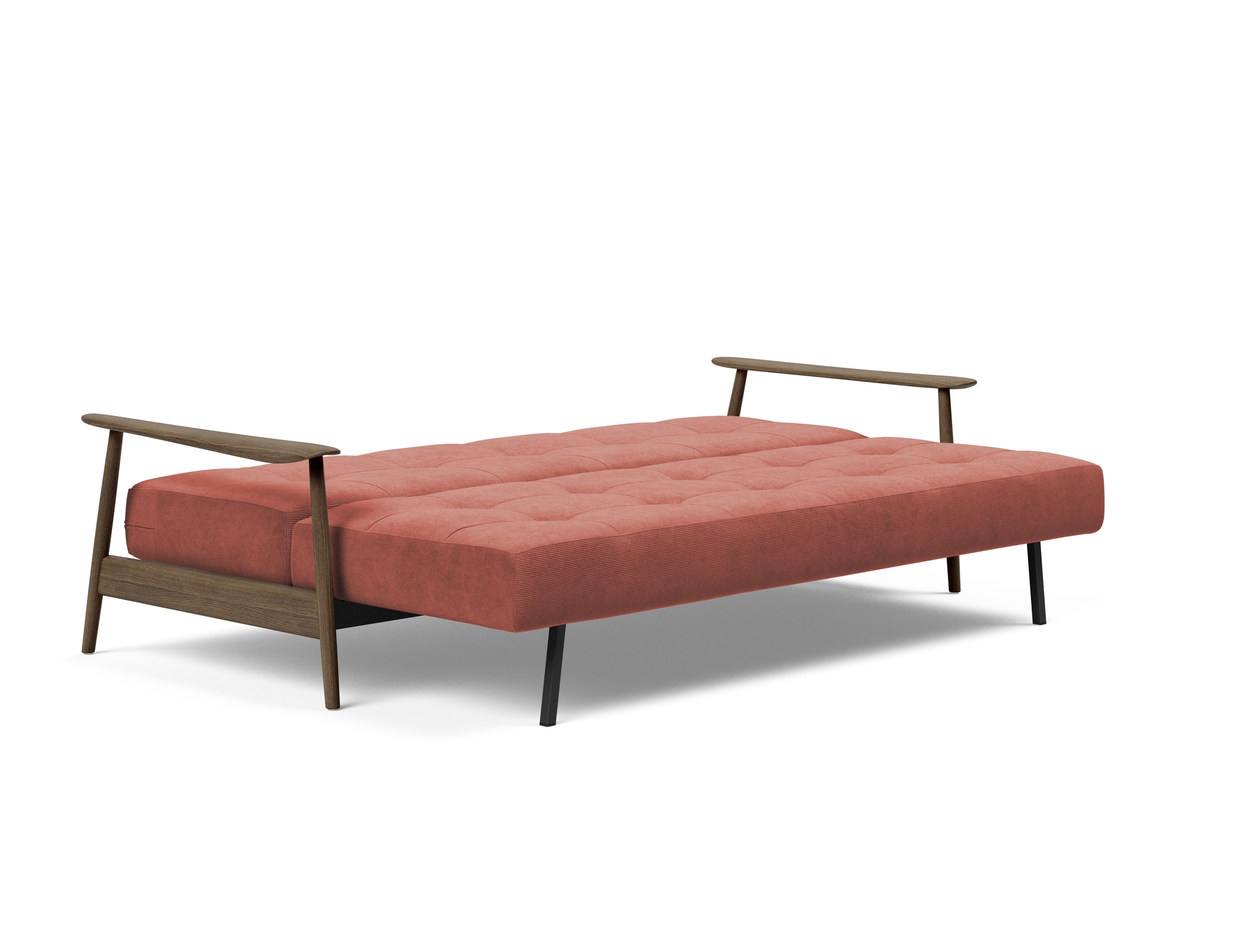 Caluma Quilt Fabric Sofa Bed w/Smoked Oak Arms & Legs