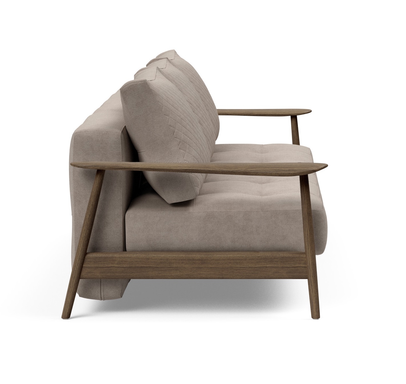 Caluma Quilt Fabric Sofa Bed w/Smoked Oak Arms & Legs