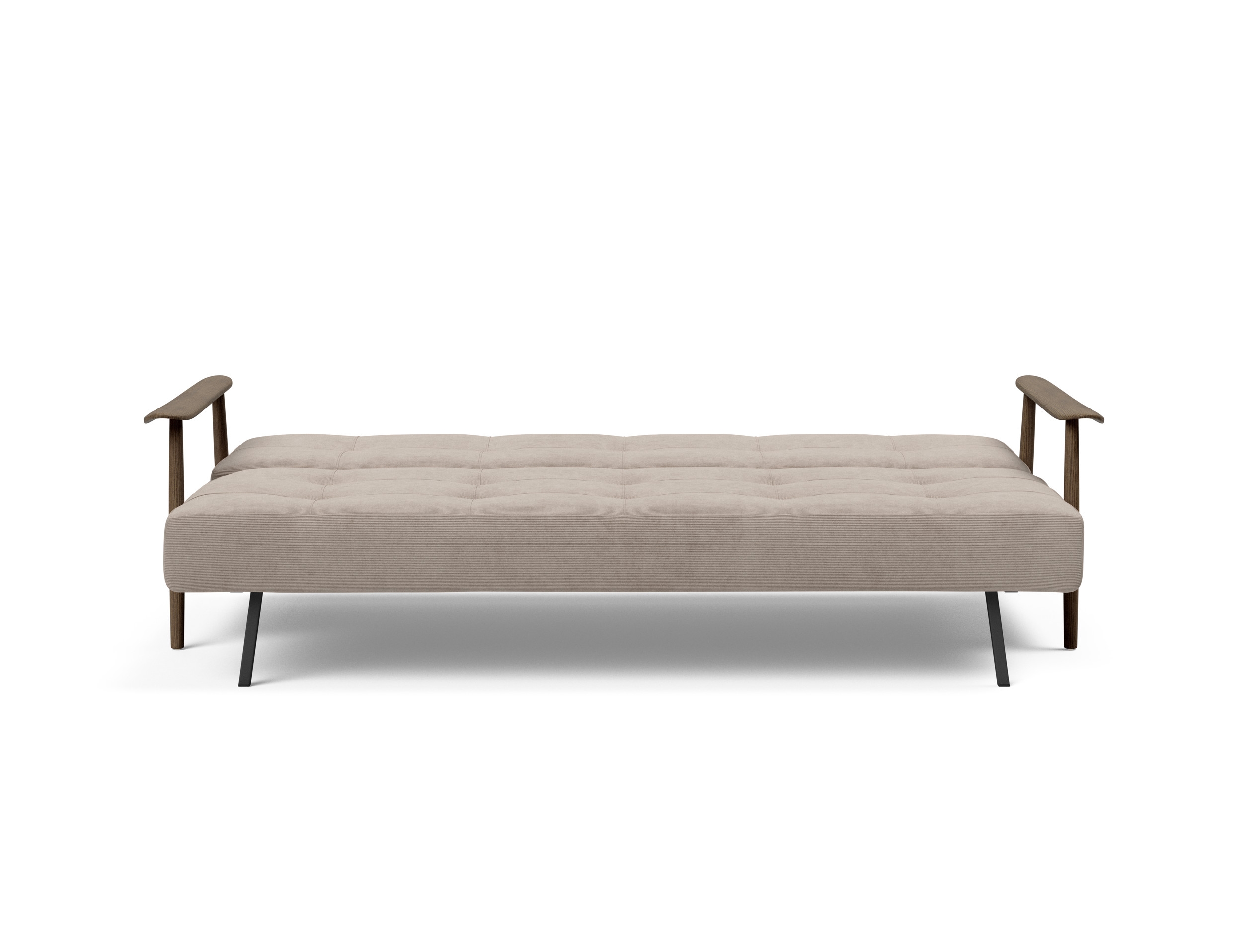 Caluma Quilt Fabric Sofa Bed w/Smoked Oak Arms & Legs