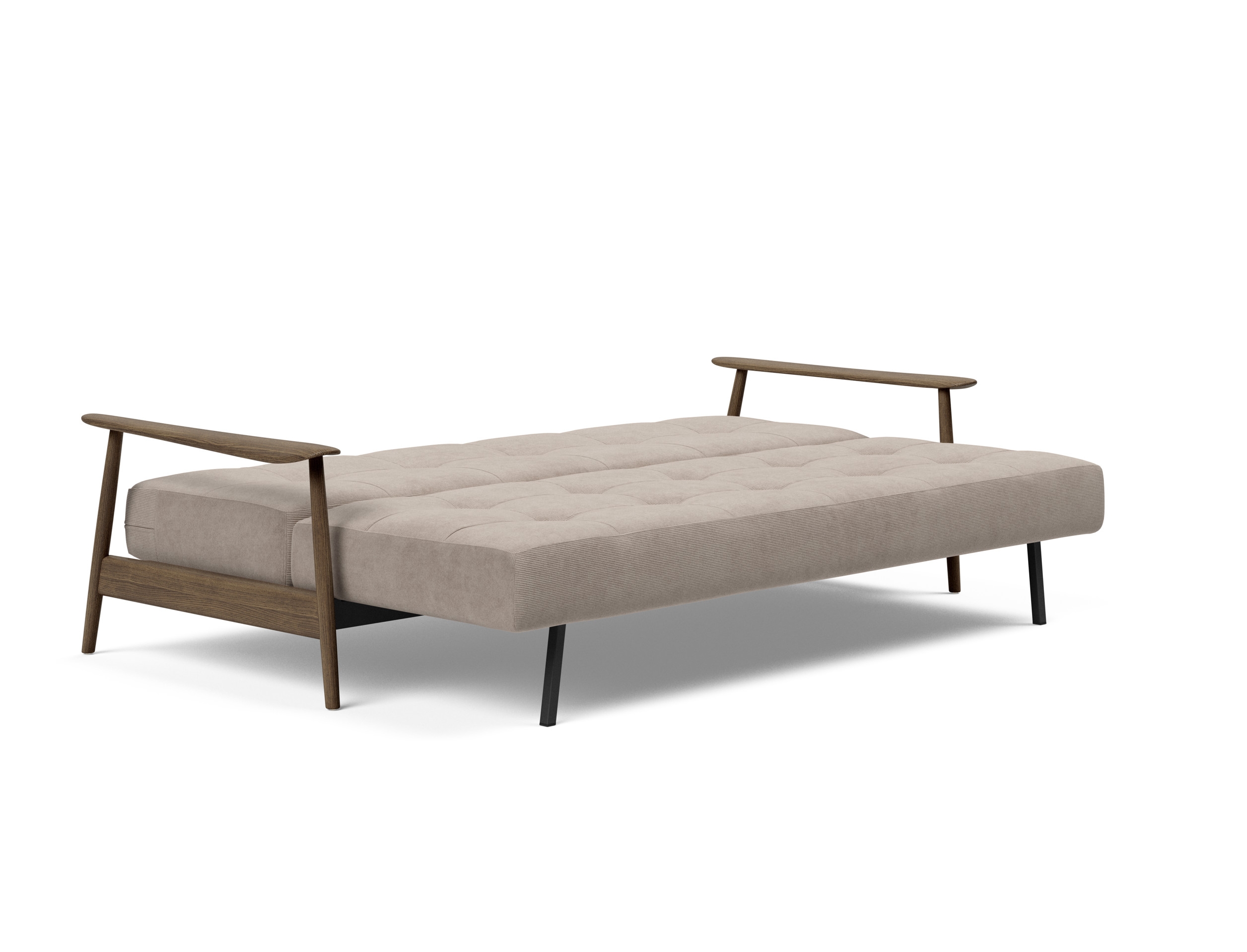 Caluma Quilt Fabric Sofa Bed w/Smoked Oak Arms & Legs