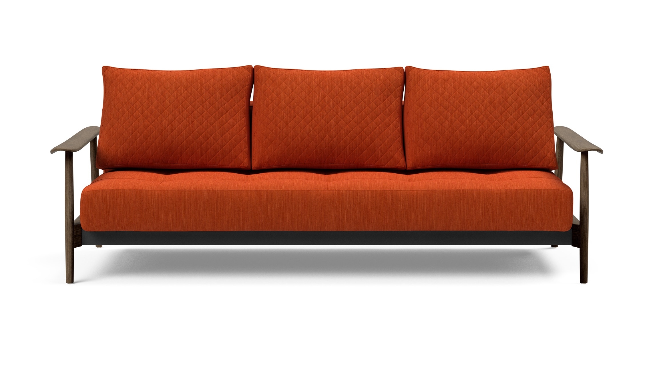 Caluma Quilt Fabric Sofa Bed w/Smoked Oak Arms & Legs