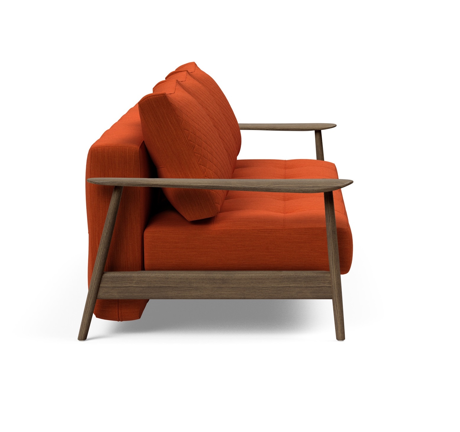 Caluma Quilt Fabric Sofa Bed w/Smoked Oak Arms & Legs
