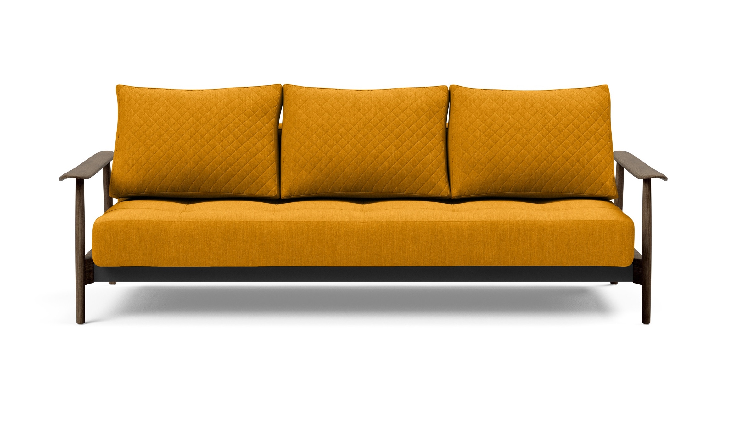 Caluma Quilt Fabric Sofa Bed w/Smoked Oak Arms & Legs