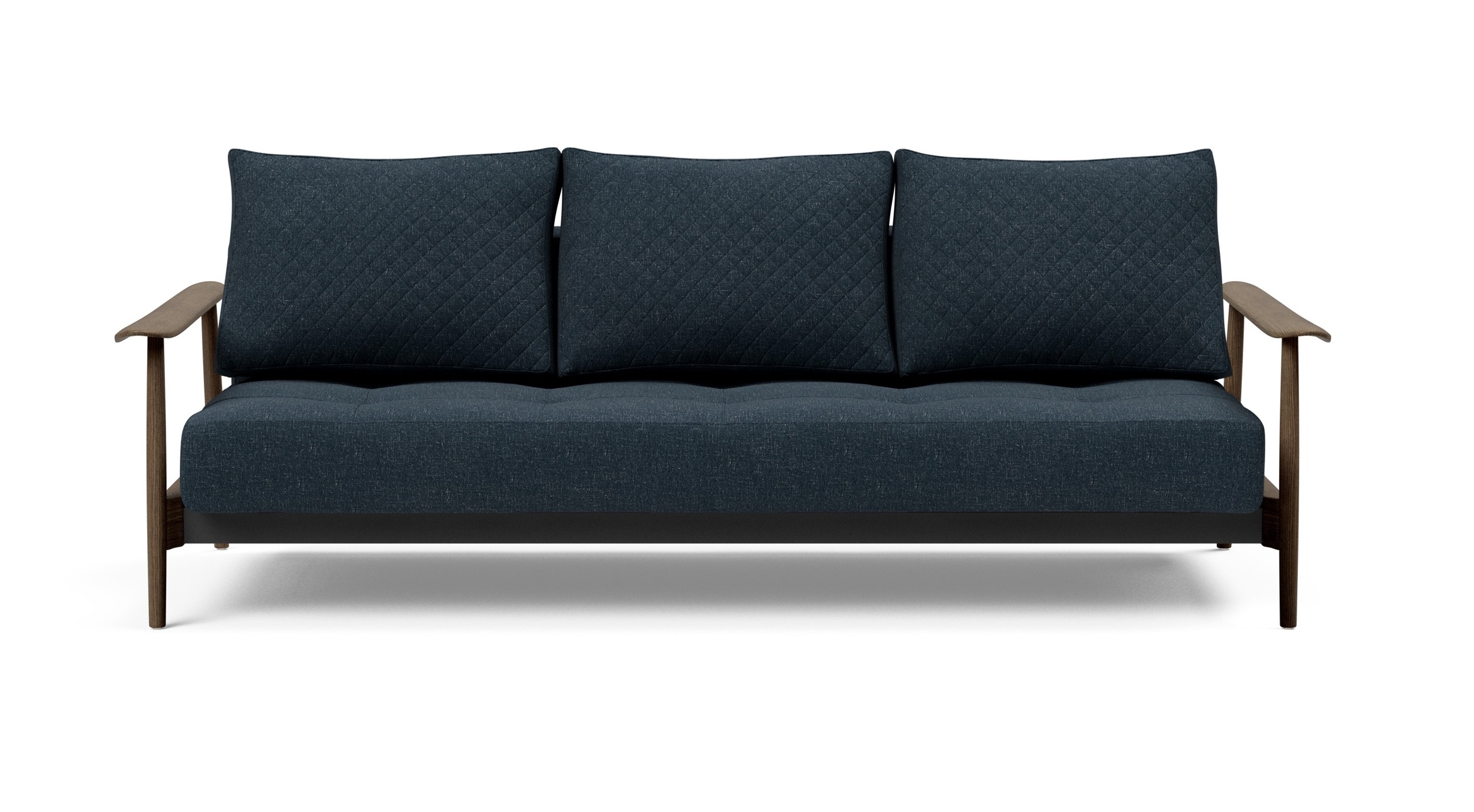 Caluma Quilt Fabric Sofa Bed w/Smoked Oak Arms & Legs