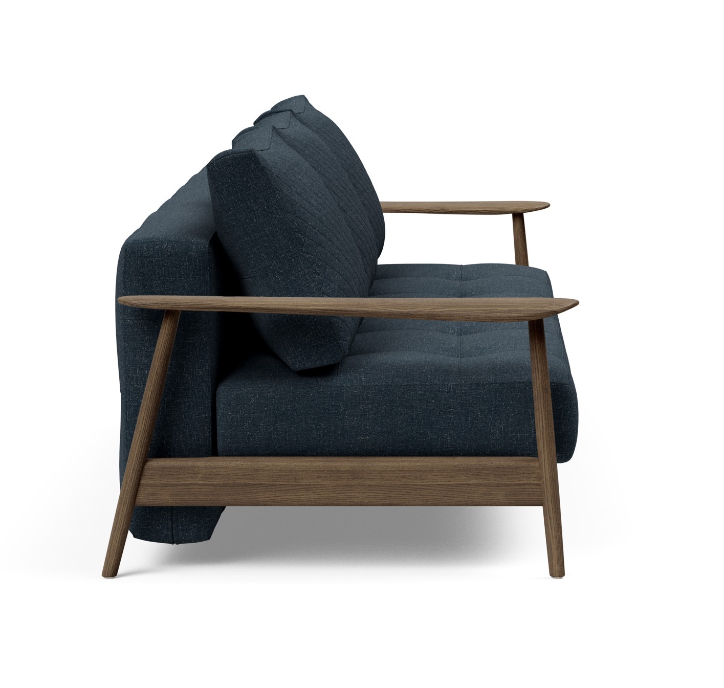 Caluma Quilt Fabric Sofa Bed w/Smoked Oak Arms & Legs