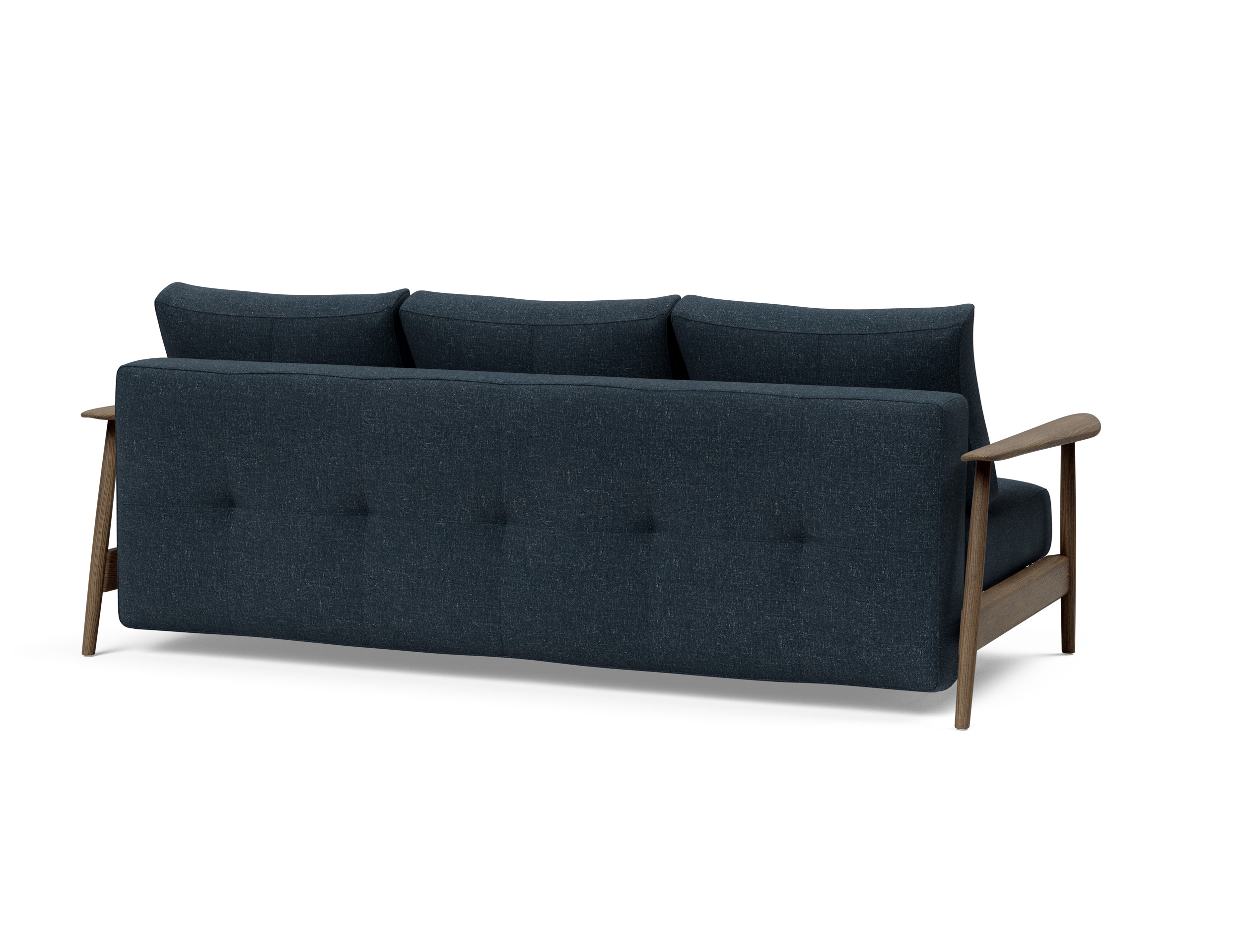 Caluma Quilt Fabric Sofa Bed w/Smoked Oak Arms & Legs