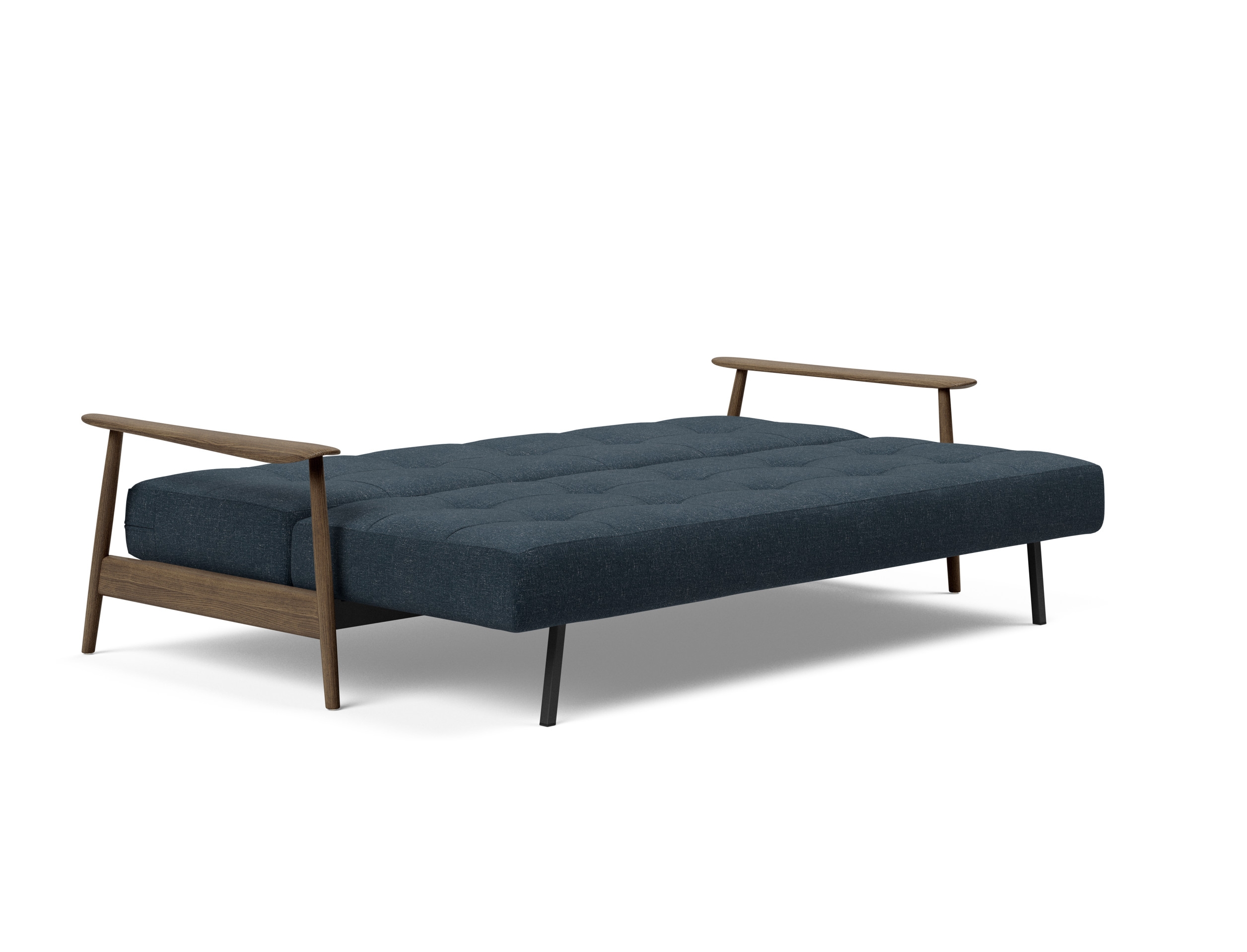 Caluma Quilt Fabric Sofa Bed w/Smoked Oak Arms & Legs