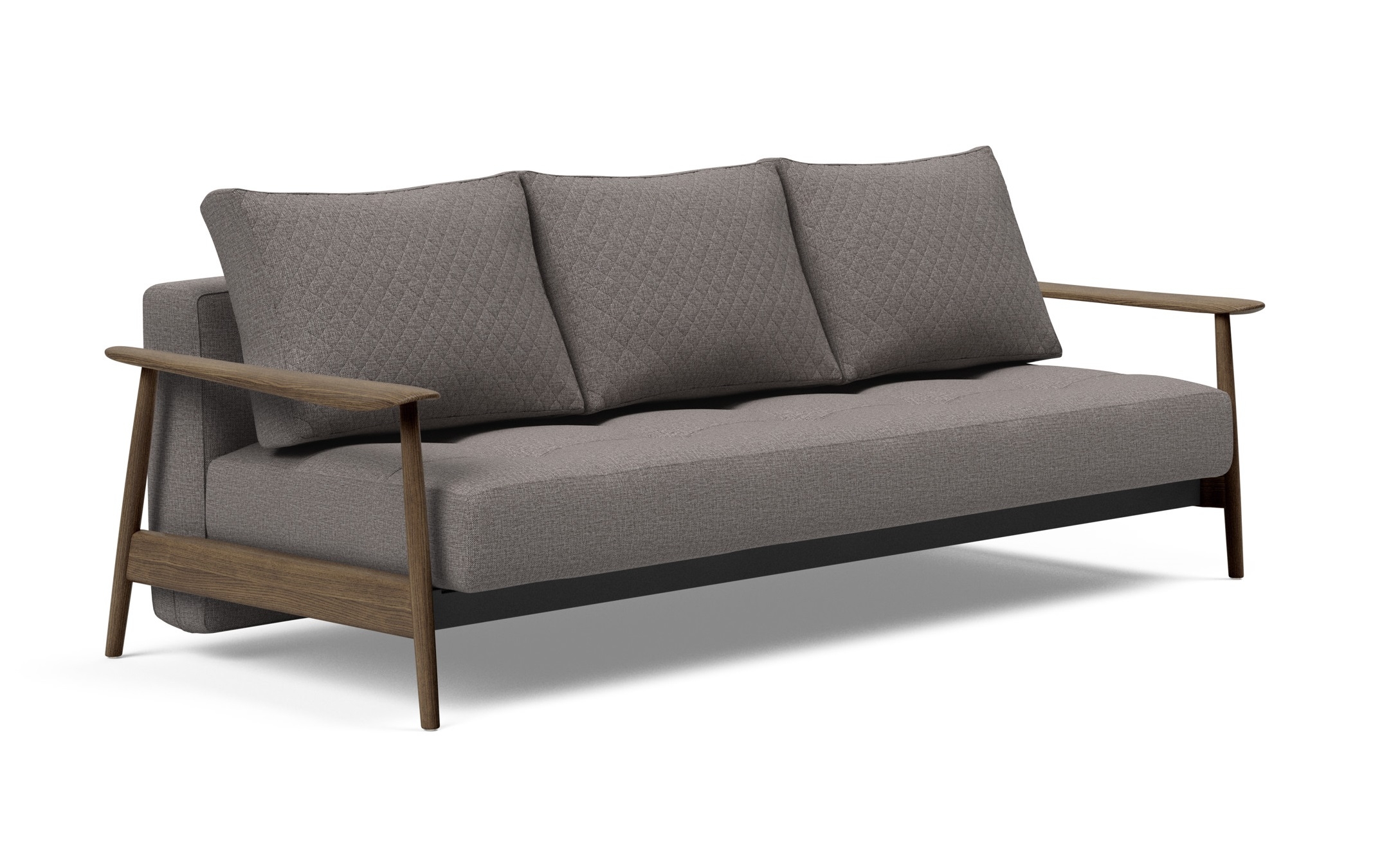 Caluma Quilt Fabric Sofa Bed w/Smoked Oak Arms & Legs