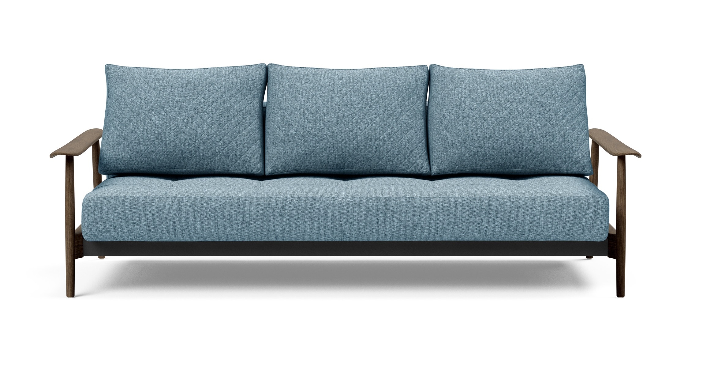 Caluma Quilt Fabric Sofa Bed w/Smoked Oak Arms & Legs