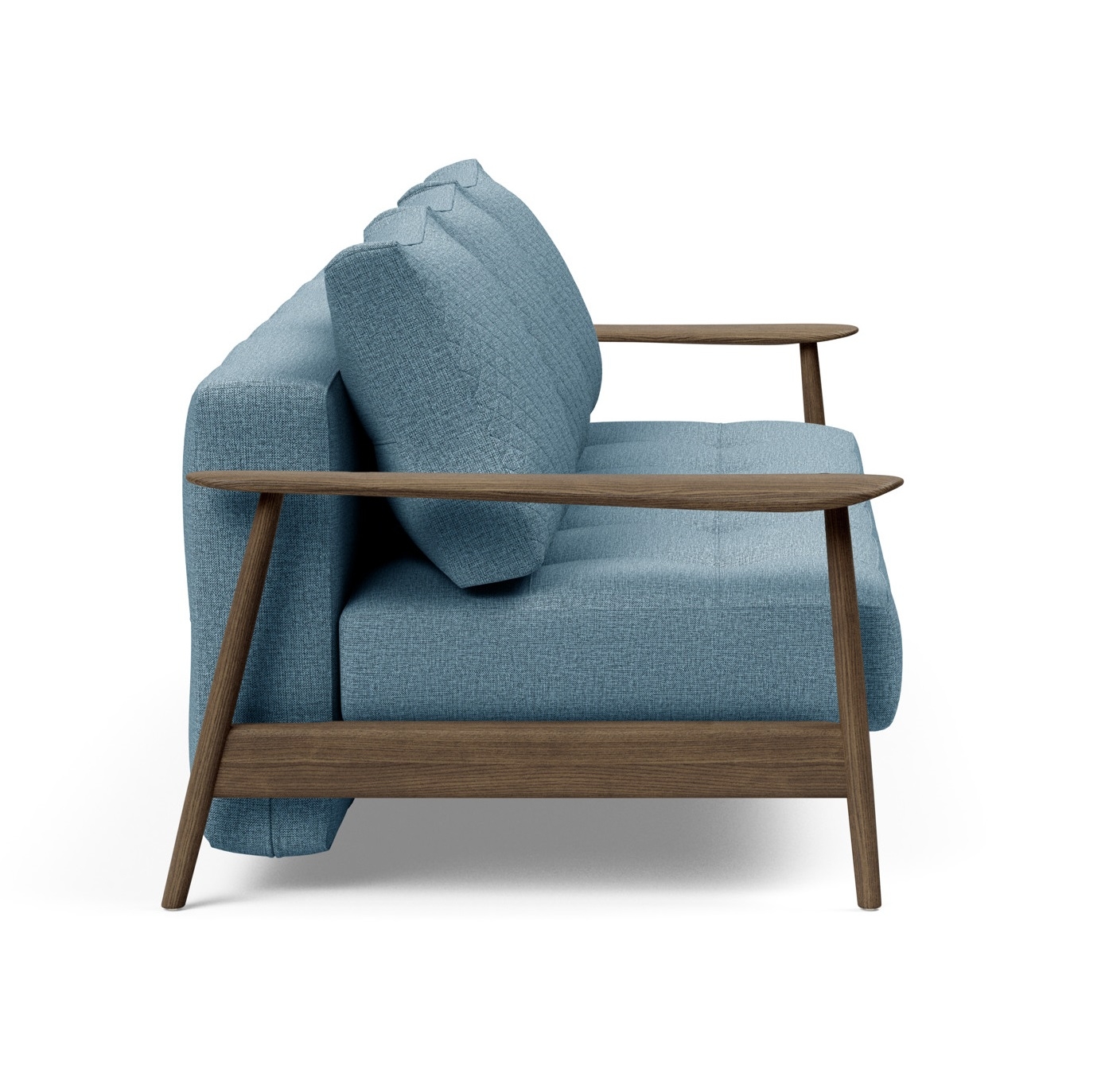 Caluma Quilt Fabric Sofa Bed w/Smoked Oak Arms & Legs