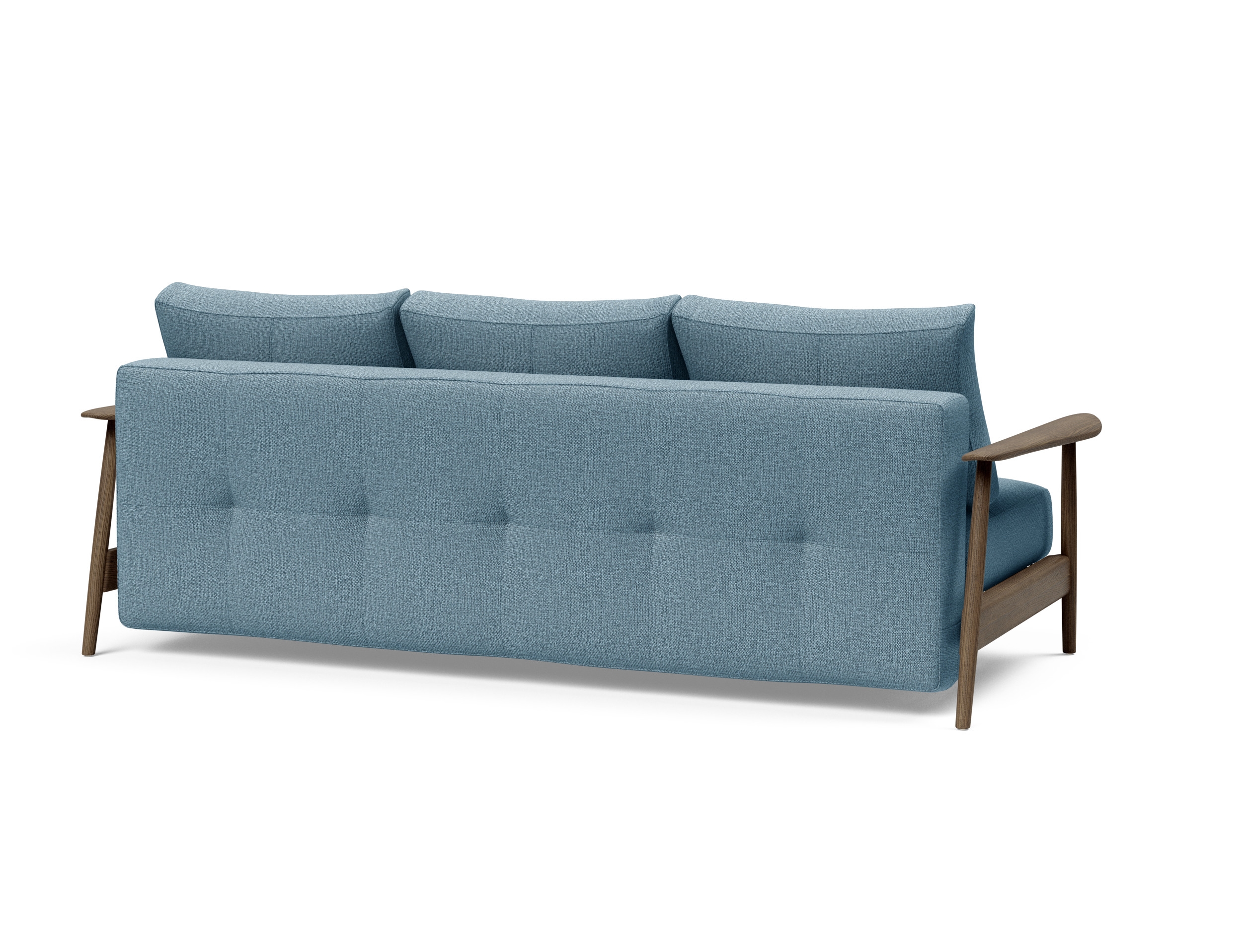 Caluma Quilt Fabric Sofa Bed w/Smoked Oak Arms & Legs