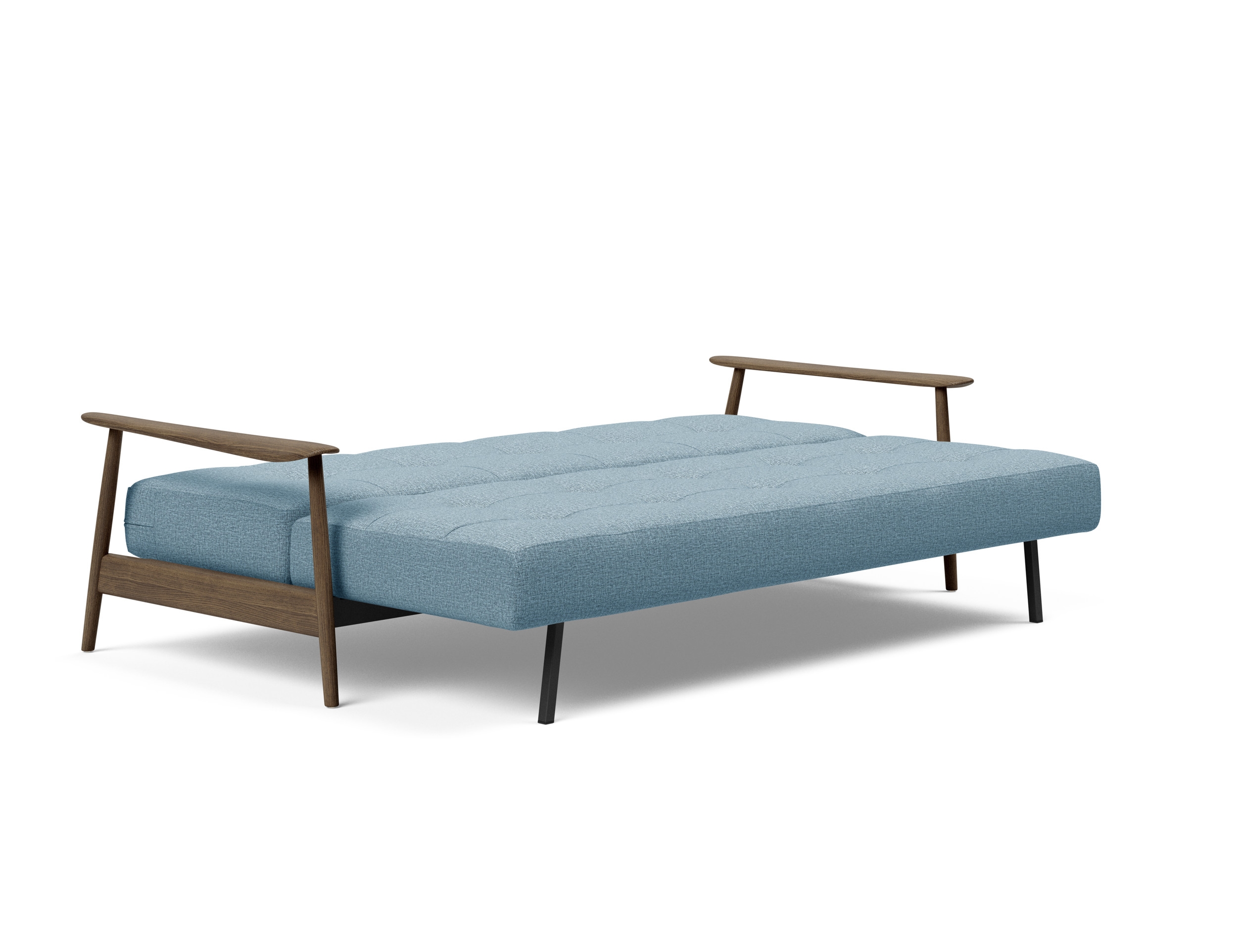 Caluma Quilt Fabric Sofa Bed w/Smoked Oak Arms & Legs