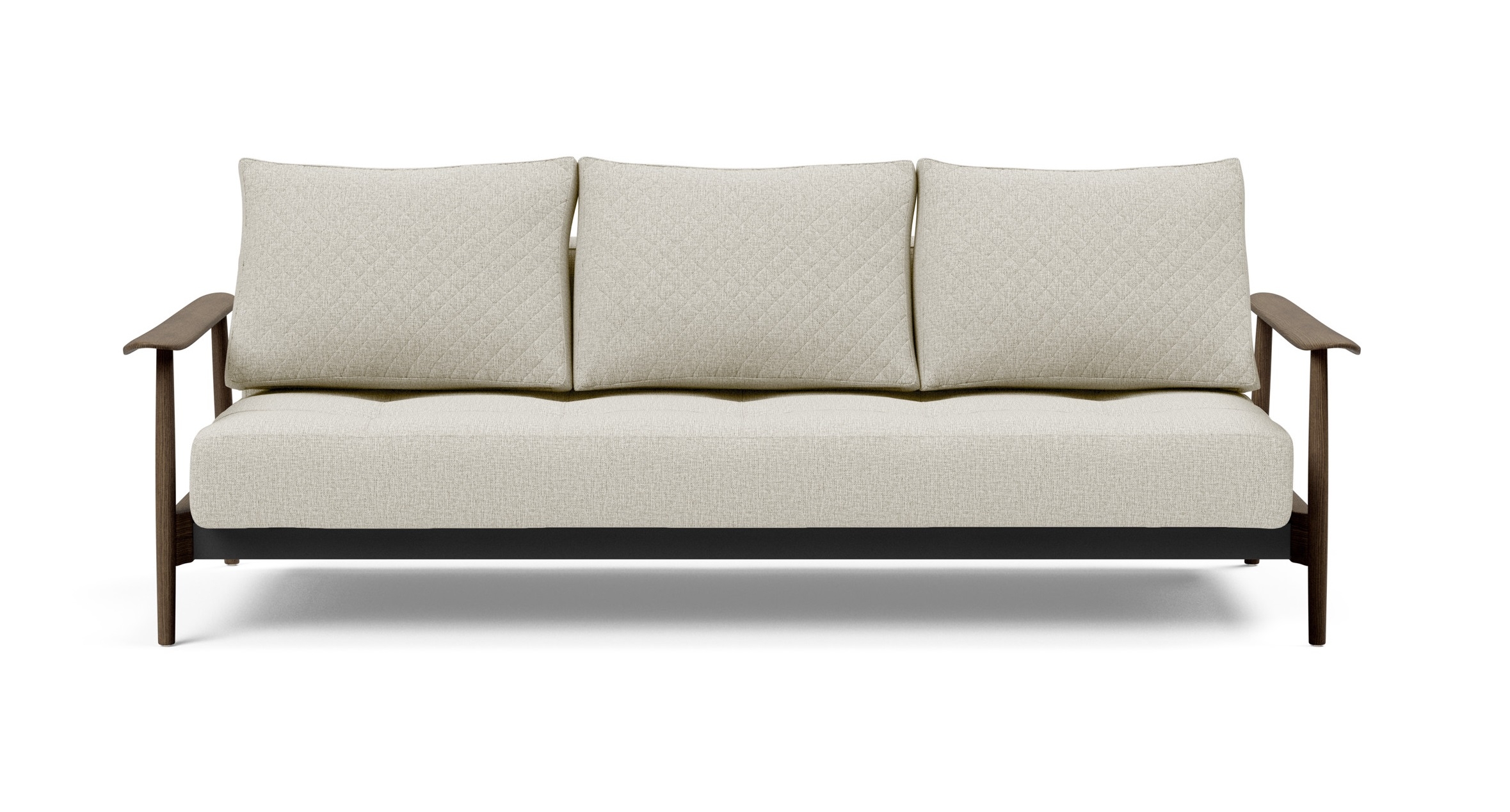 Caluma Quilt Fabric Sofa Bed w/Smoked Oak Arms & Legs