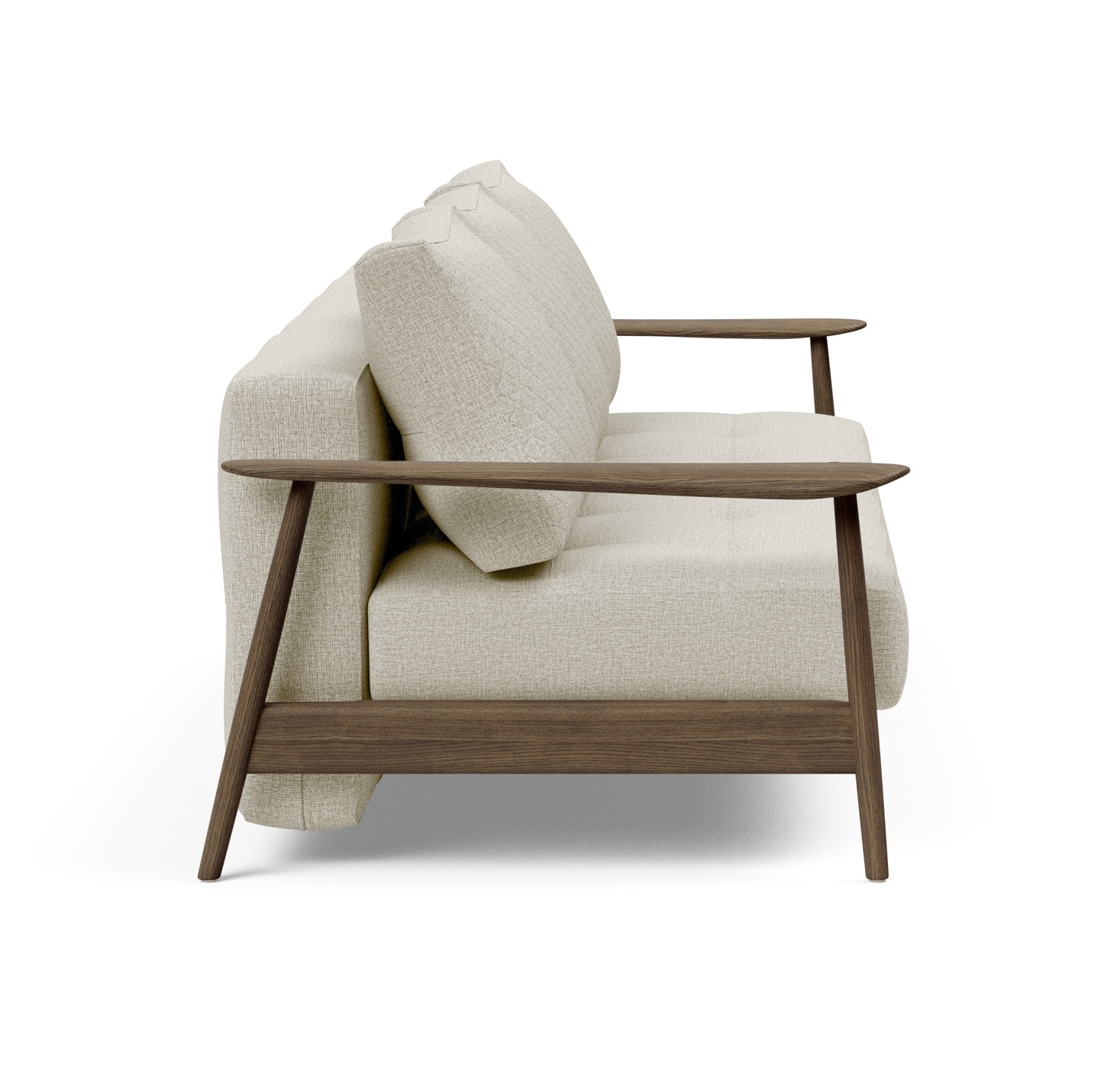 Caluma Quilt Fabric Sofa Bed w/Smoked Oak Arms & Legs