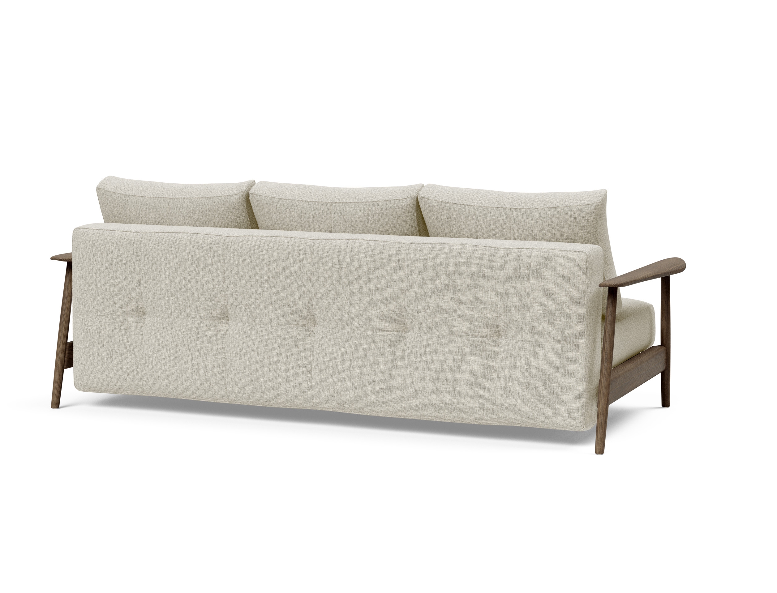 Caluma Quilt Fabric Sofa Bed w/Smoked Oak Arms & Legs