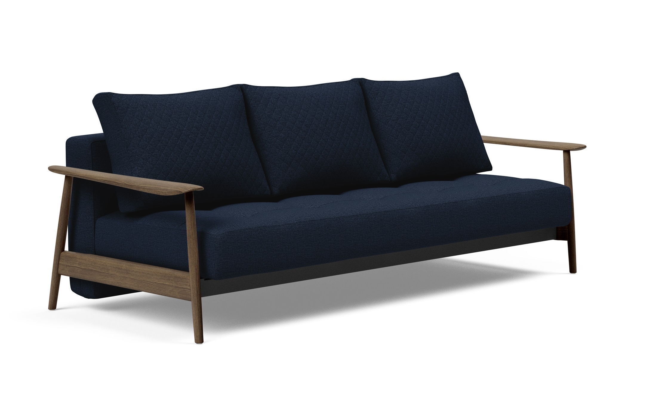 Caluma Quilt Fabric Sofa Bed w/Smoked Oak Arms & Legs