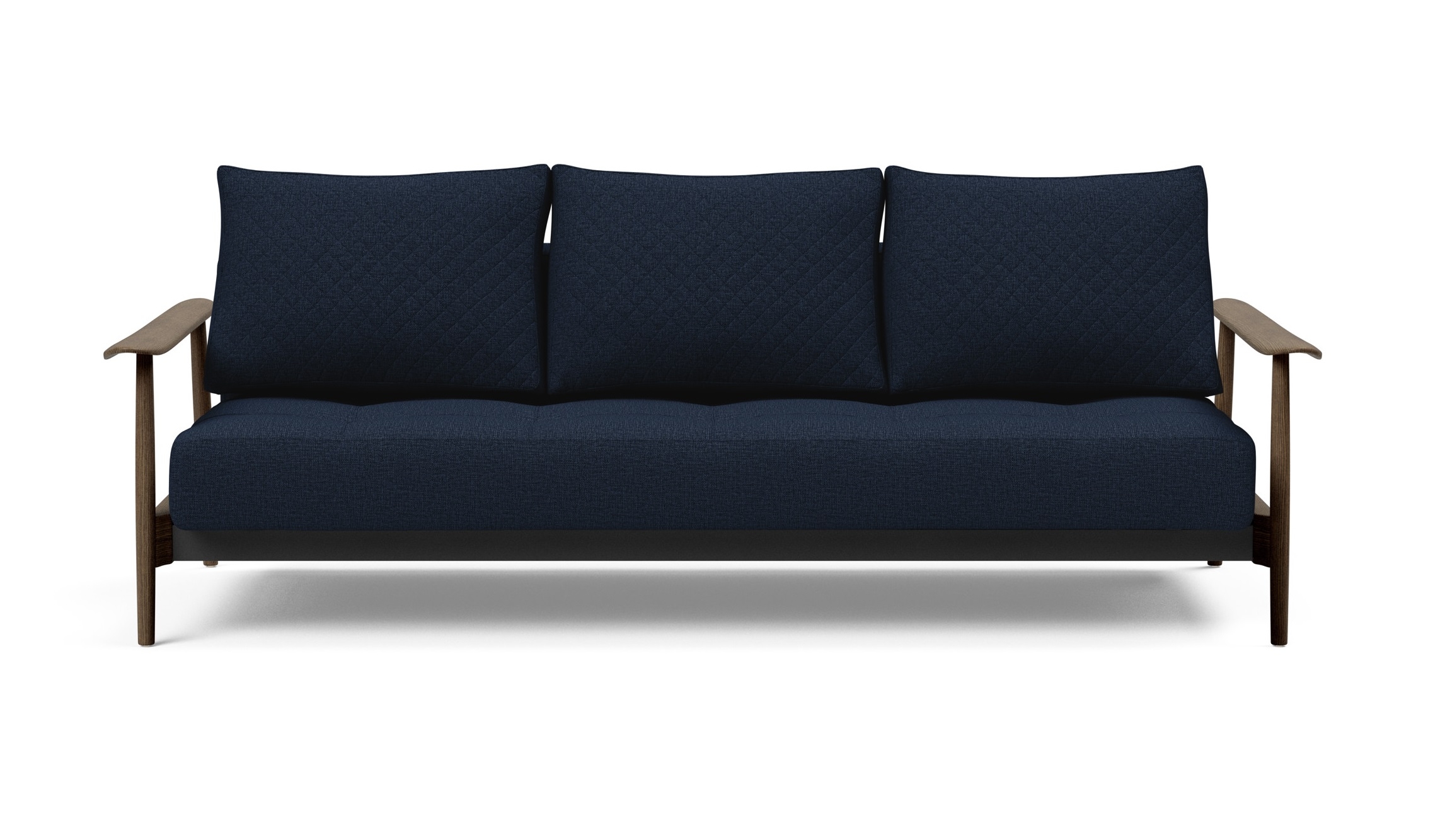 Caluma Quilt Fabric Sofa Bed w/Smoked Oak Arms & Legs