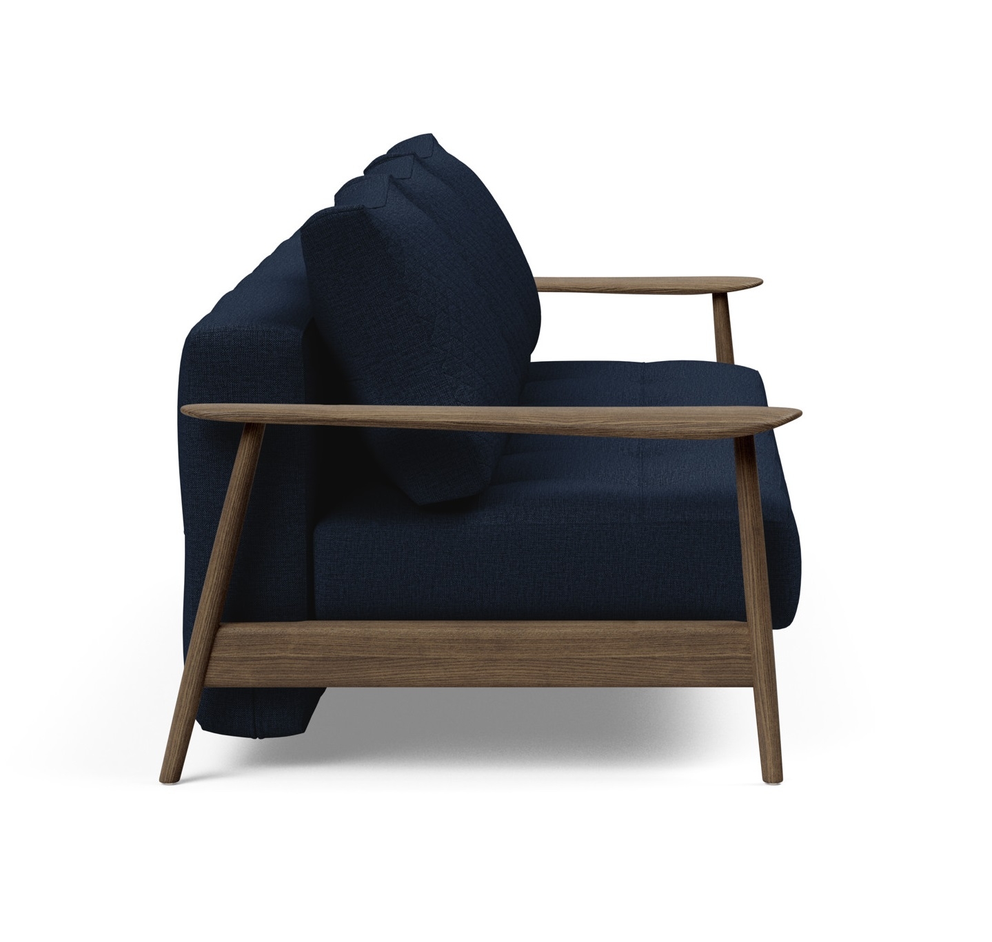 Caluma Quilt Fabric Sofa Bed w/Smoked Oak Arms & Legs