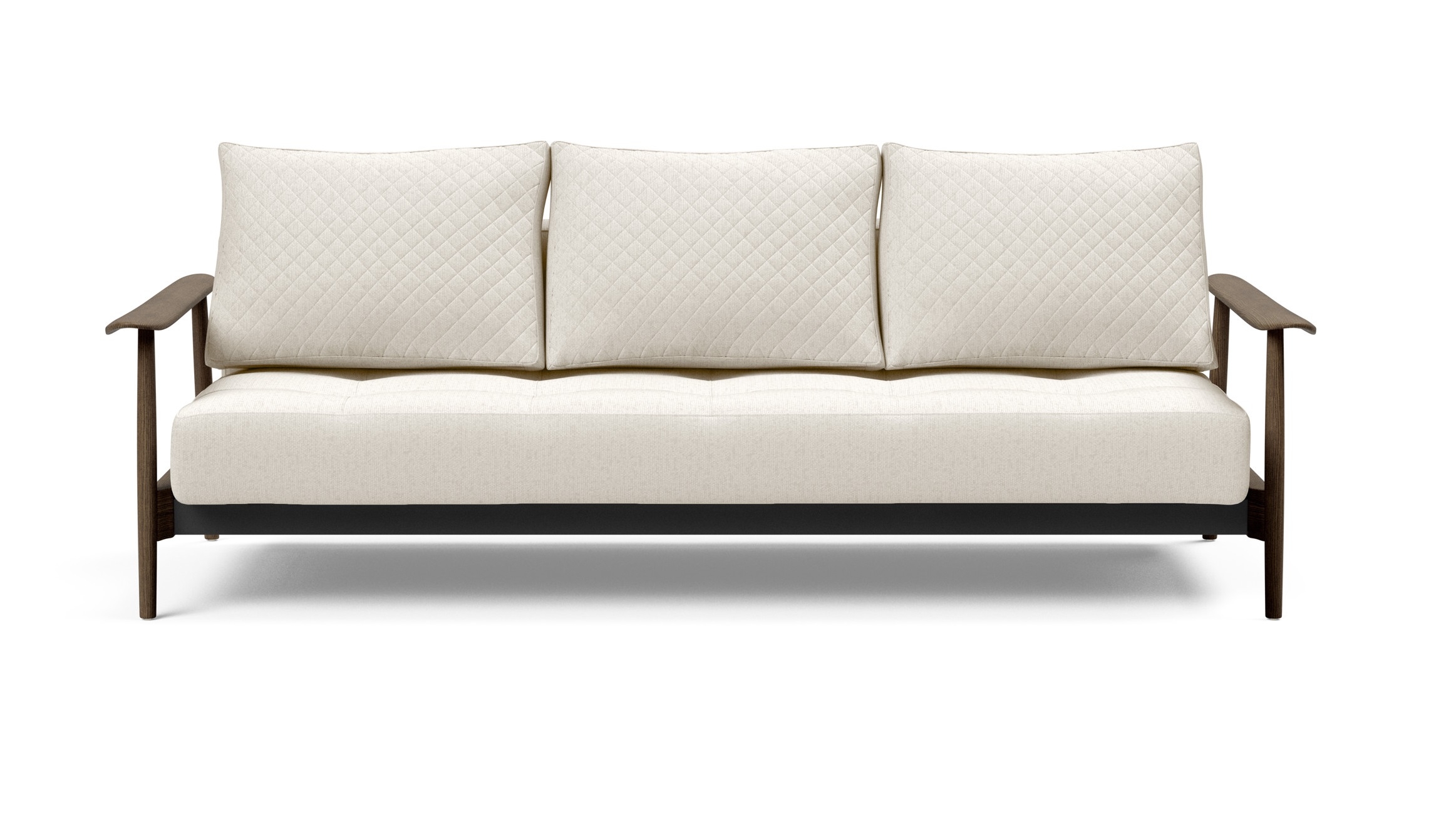 Caluma Quilt Fabric Sofa Bed w/Smoked Oak Arms & Legs
