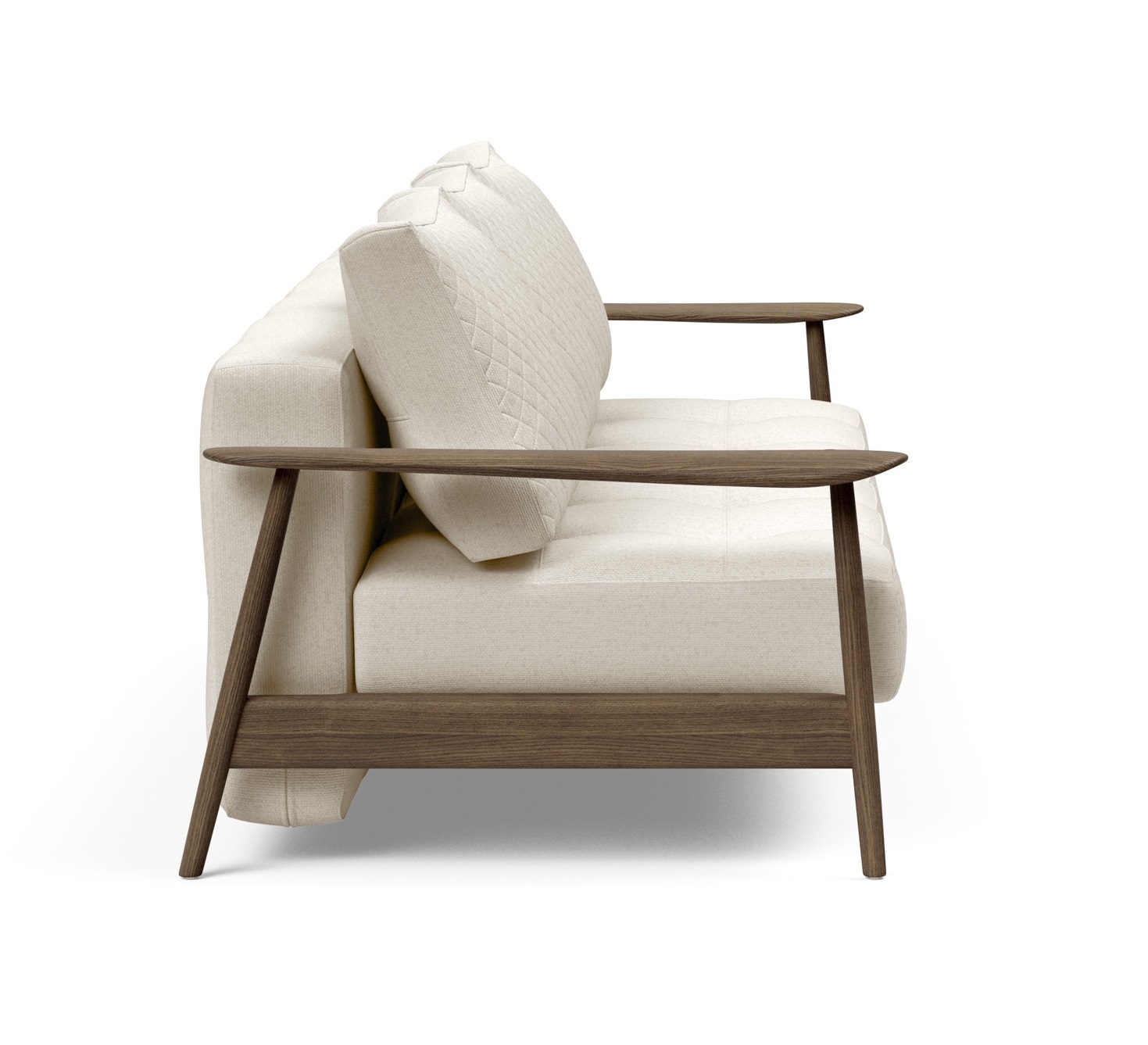Caluma Quilt Fabric Sofa Bed w/Smoked Oak Arms & Legs