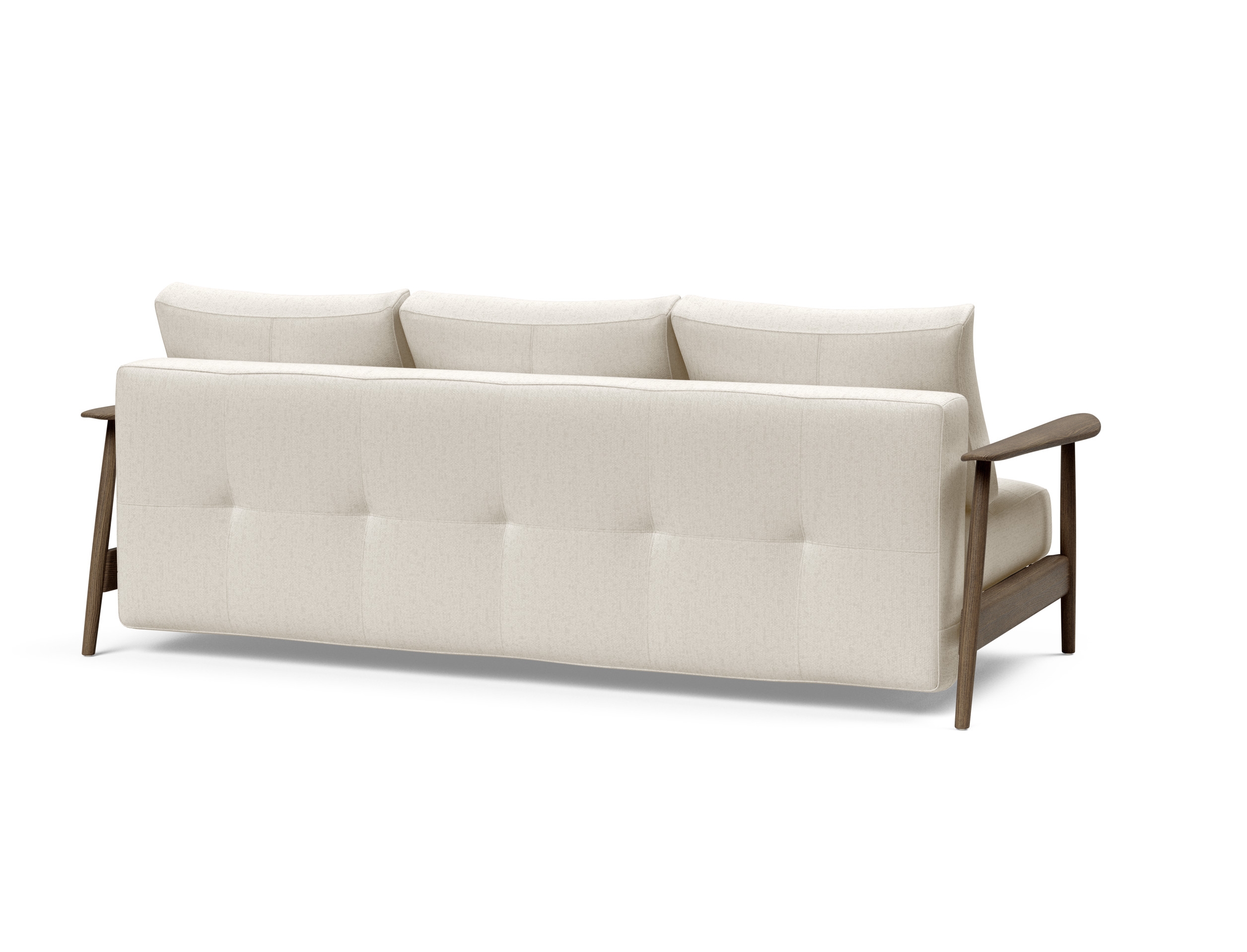 Caluma Quilt Fabric Sofa Bed w/Smoked Oak Arms & Legs