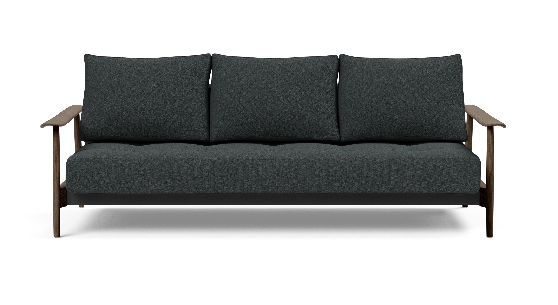 Caluma Quilt Fabric Sofa Bed w/Smoked Oak Arms & Legs