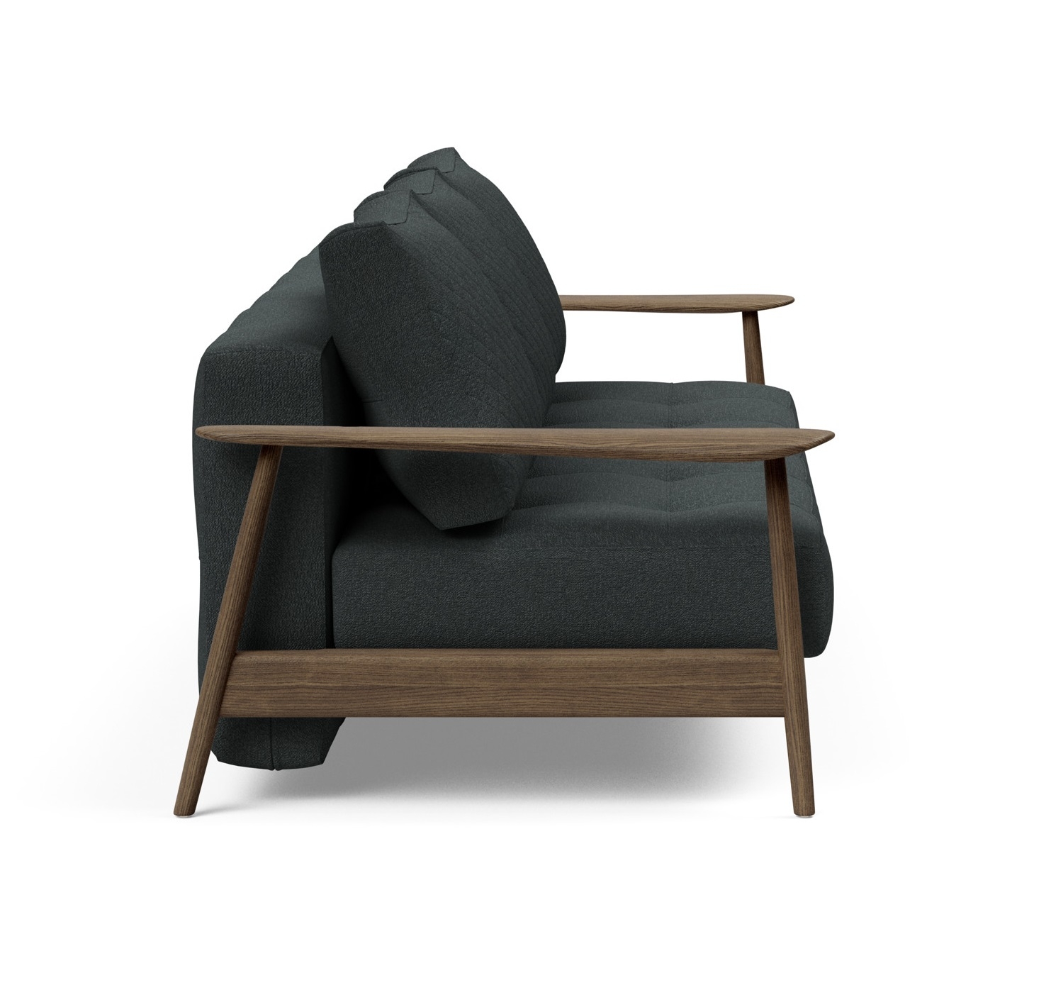 Caluma Quilt Fabric Sofa Bed w/Smoked Oak Arms & Legs