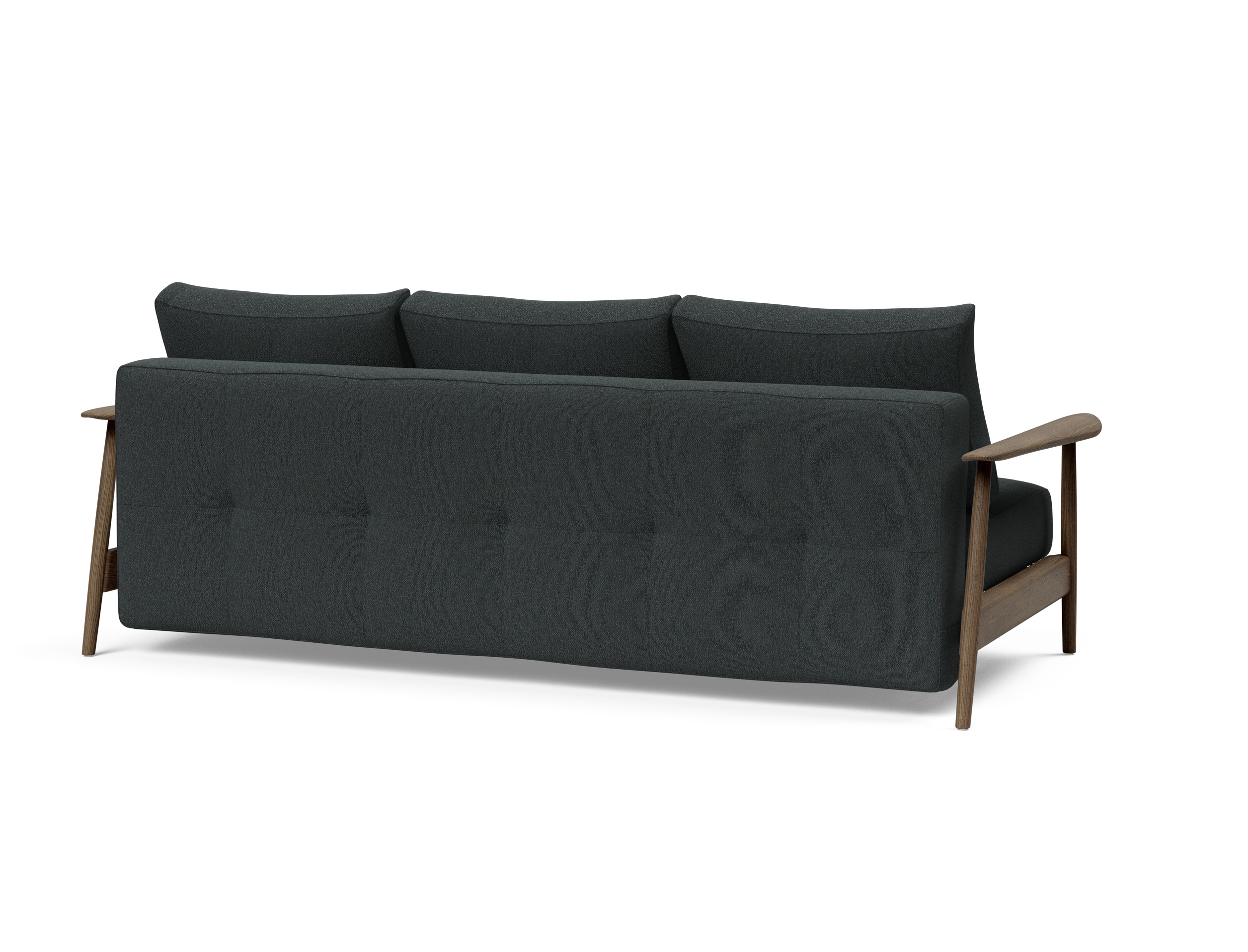 Caluma Quilt Fabric Sofa Bed w/Smoked Oak Arms & Legs