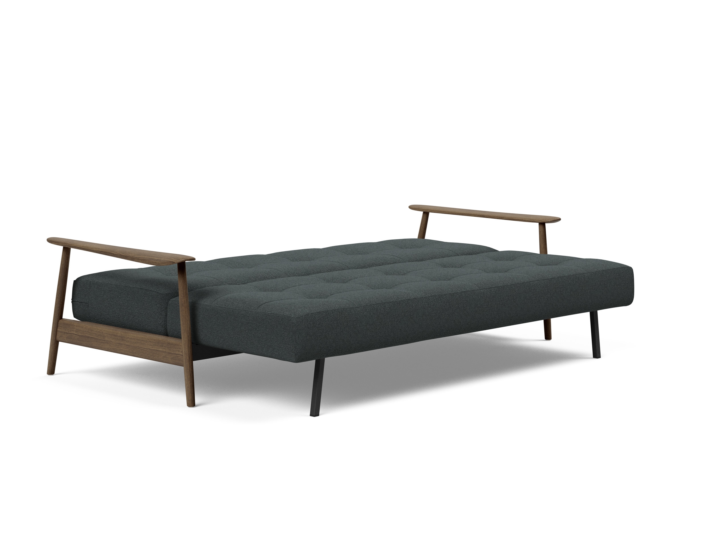 Caluma Quilt Fabric Sofa Bed w/Smoked Oak Arms & Legs