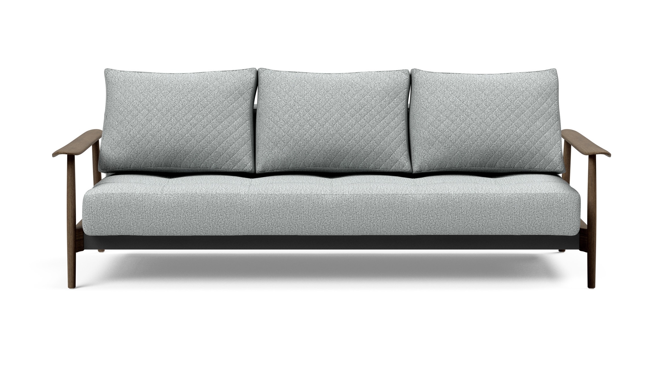 Caluma Quilt Fabric Sofa Bed w/Smoked Oak Arms & Legs