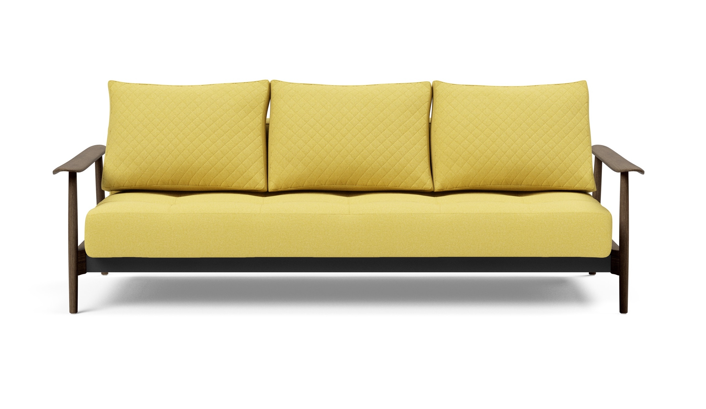 Caluma Quilt Fabric Sofa Bed w/Smoked Oak Arms & Legs