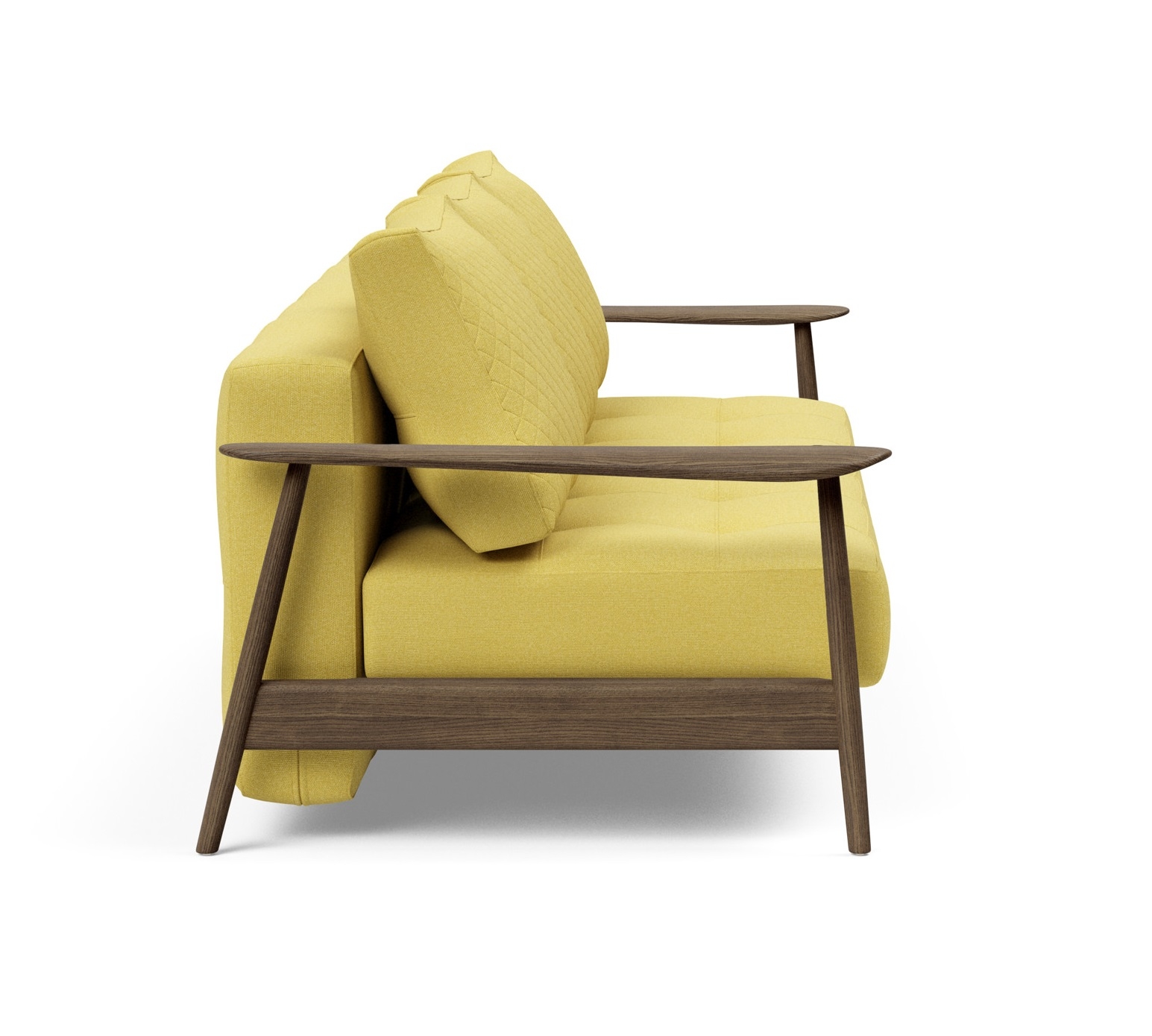 Caluma Quilt Fabric Sofa Bed w/Smoked Oak Arms & Legs